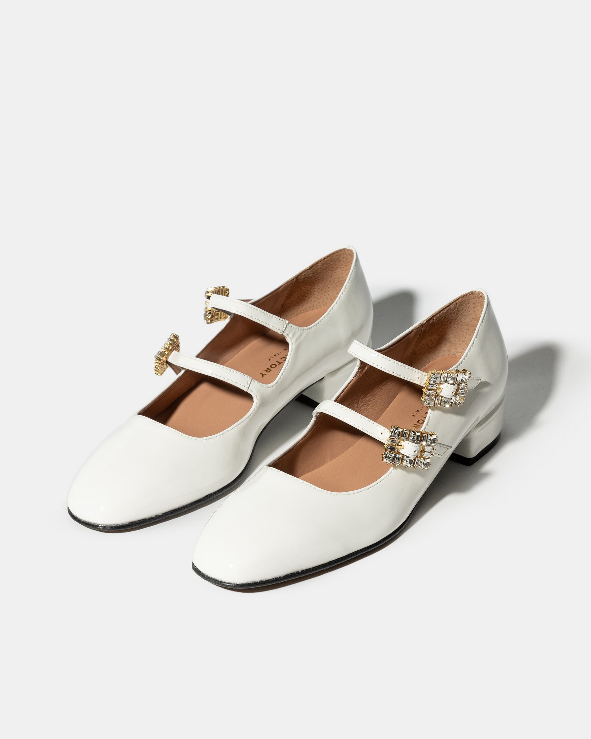 Белые лакированные туфли на низком каблуке - Image 2 of 5