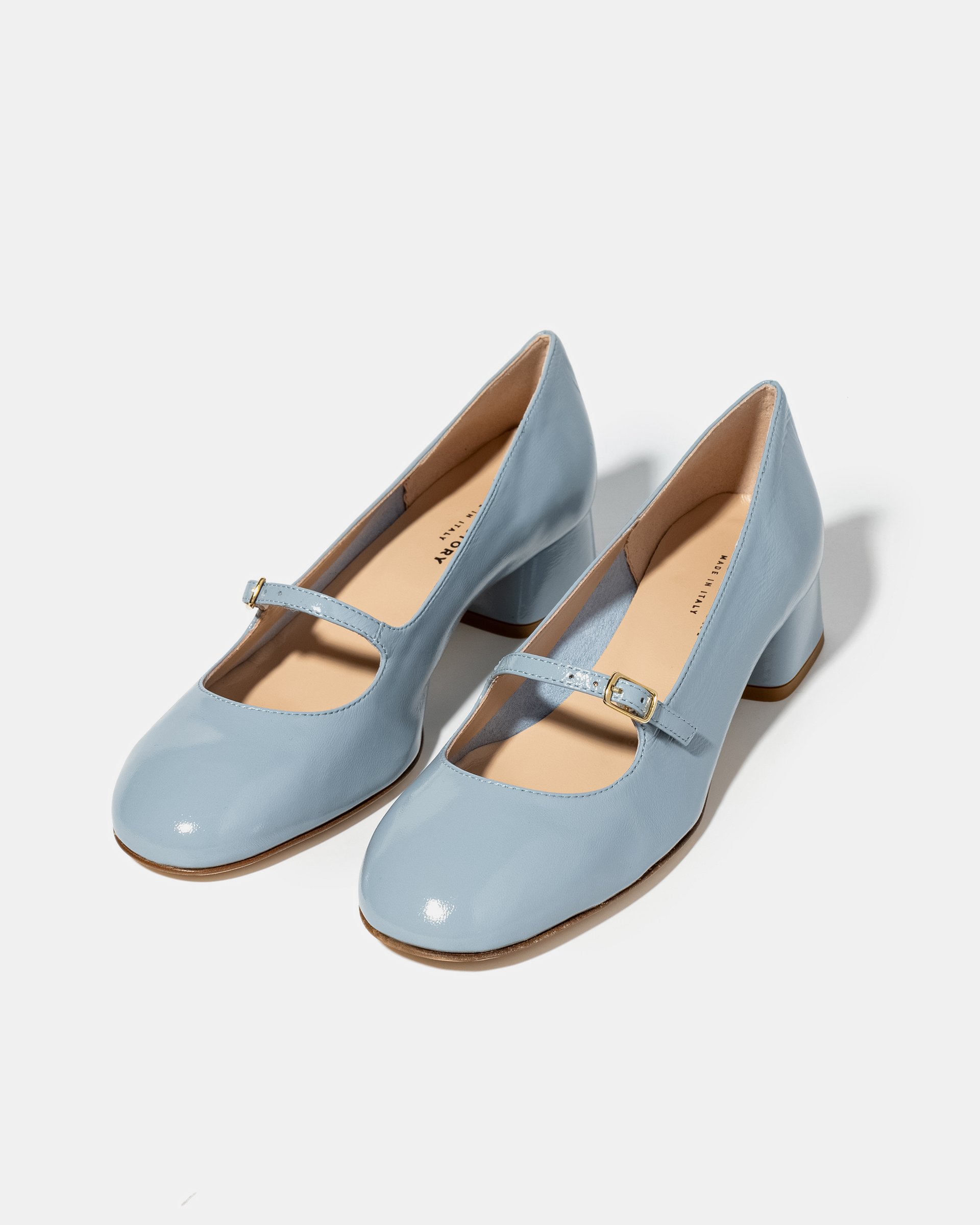 Светло-голубые кожаные туфли на каблуке - Image 2 of 4
