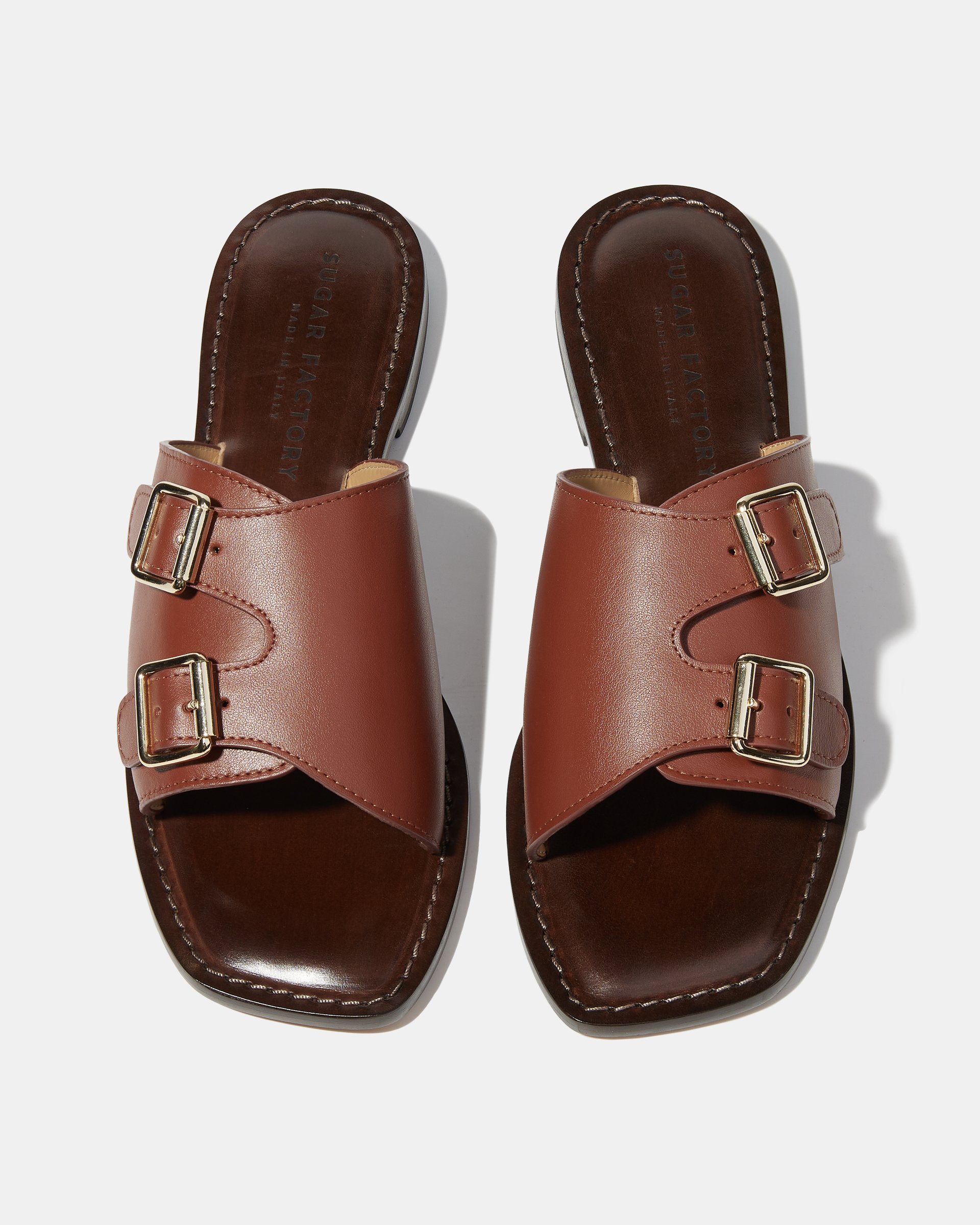 Коричневые кожаные шлепанцы - Image 3 of 5