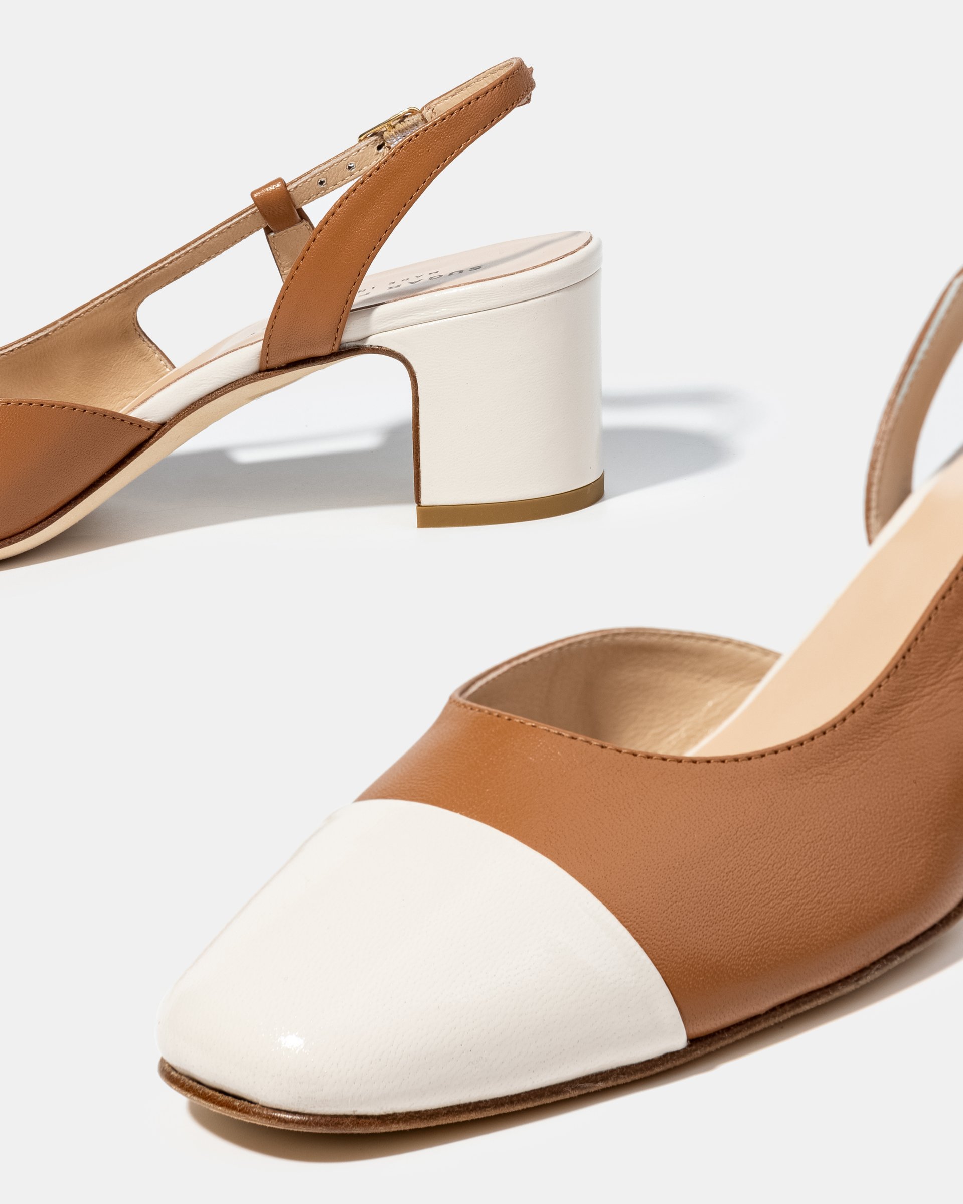 Бело-коричневые туфли из натуральной кожи - Image 4 of 4