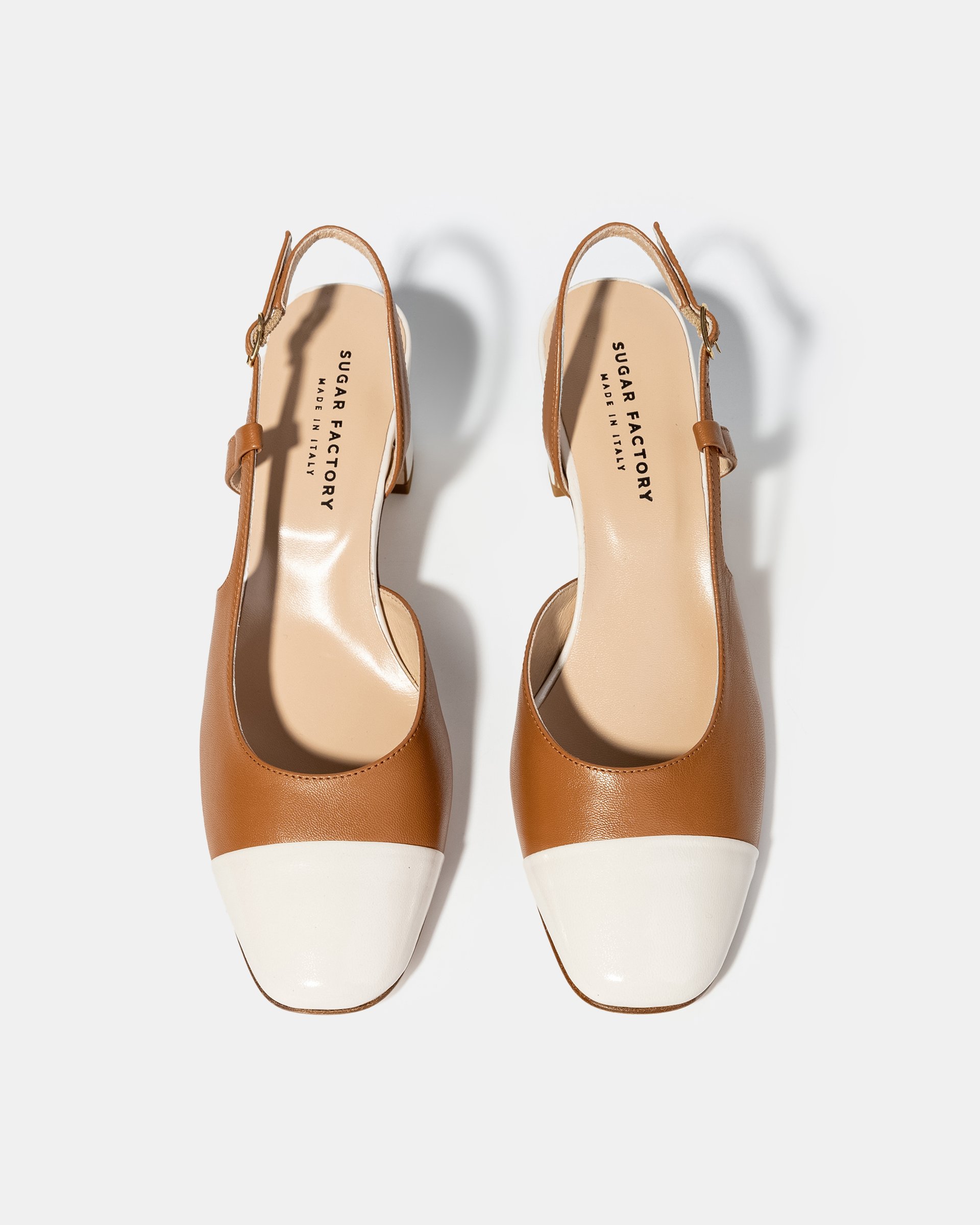 Бело-коричневые туфли из натуральной кожи - Image 3 of 4