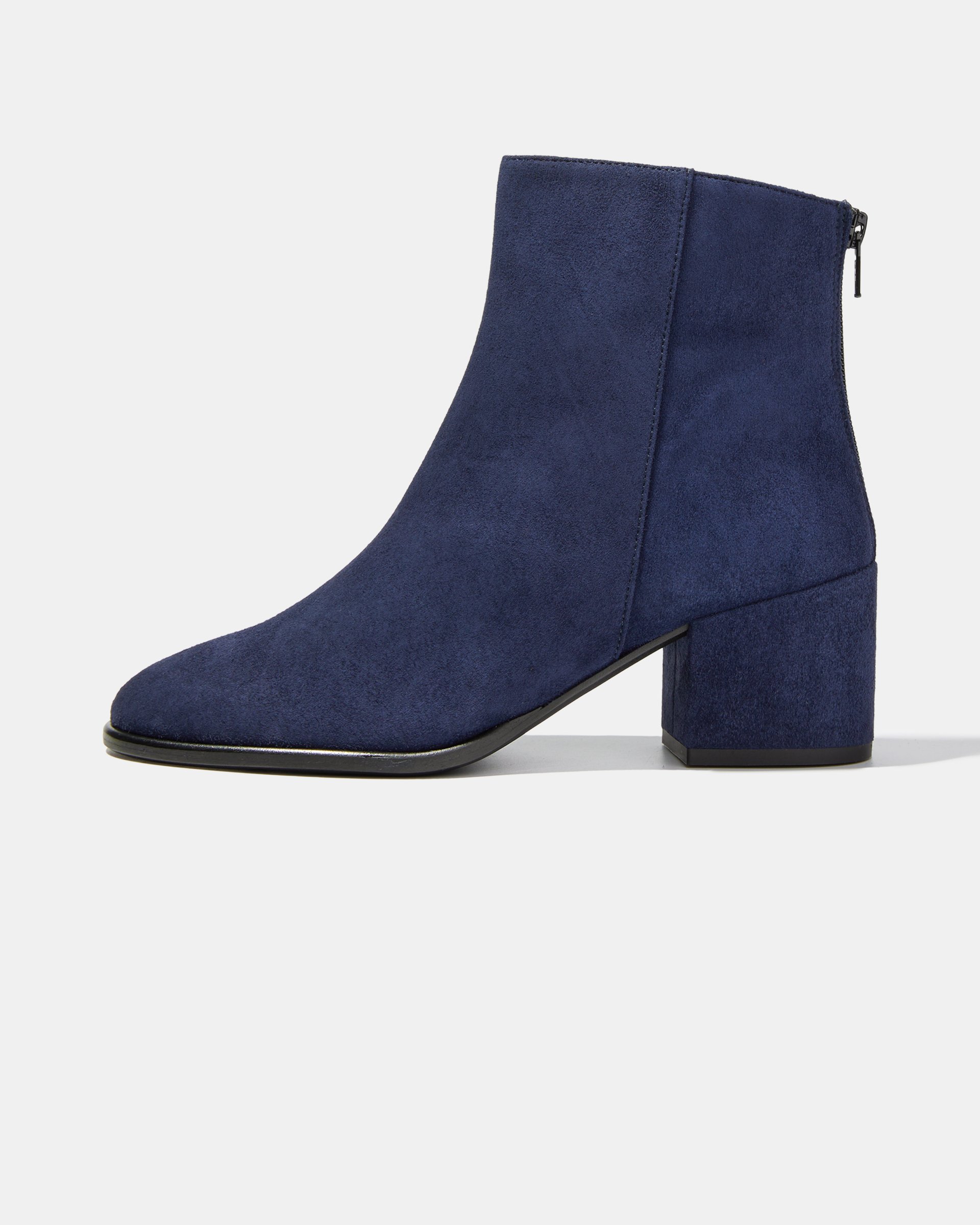 Темно-синие замшевые ботильоны