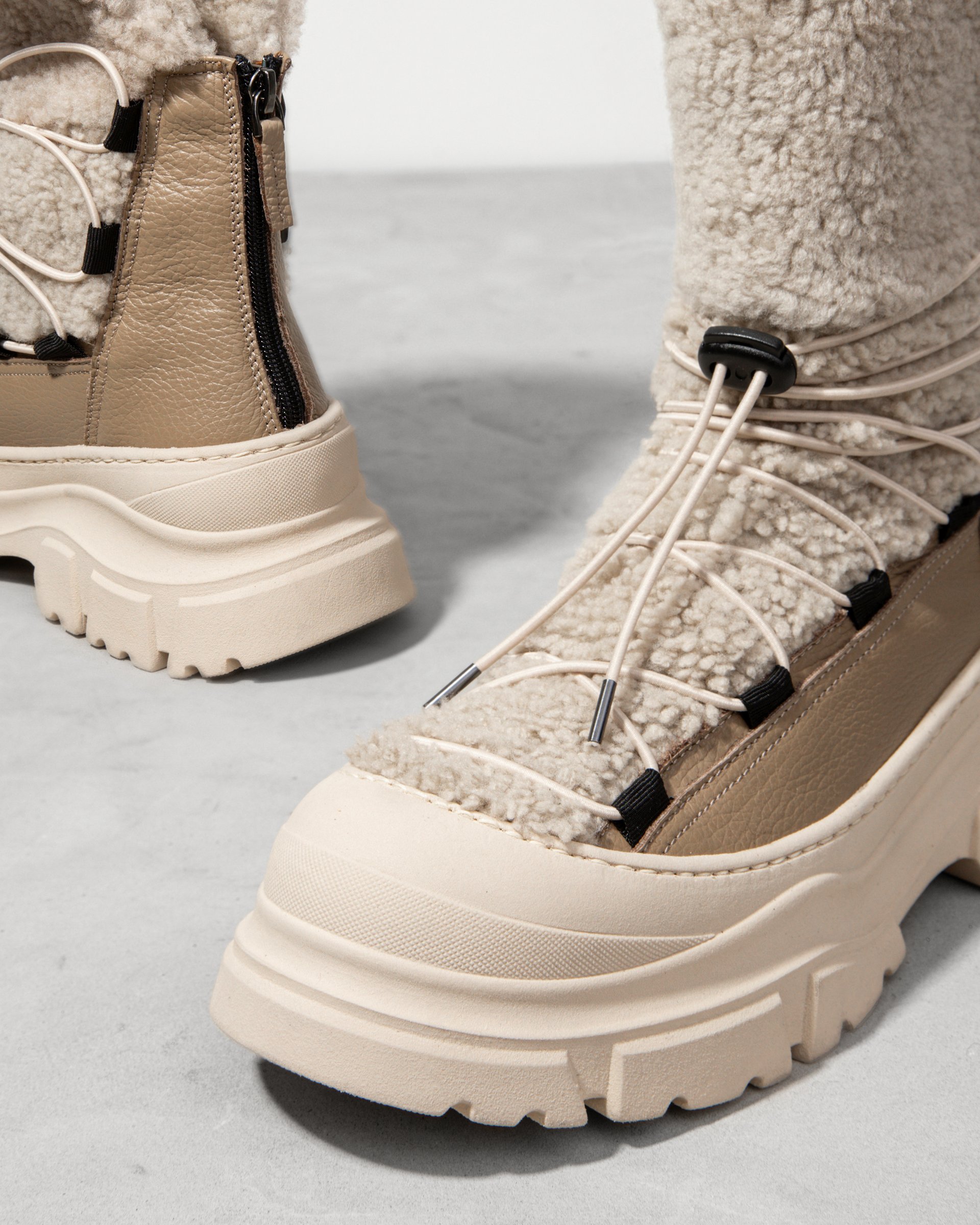 Бежевые кожаные зимние ботинки - Image 4 of 4