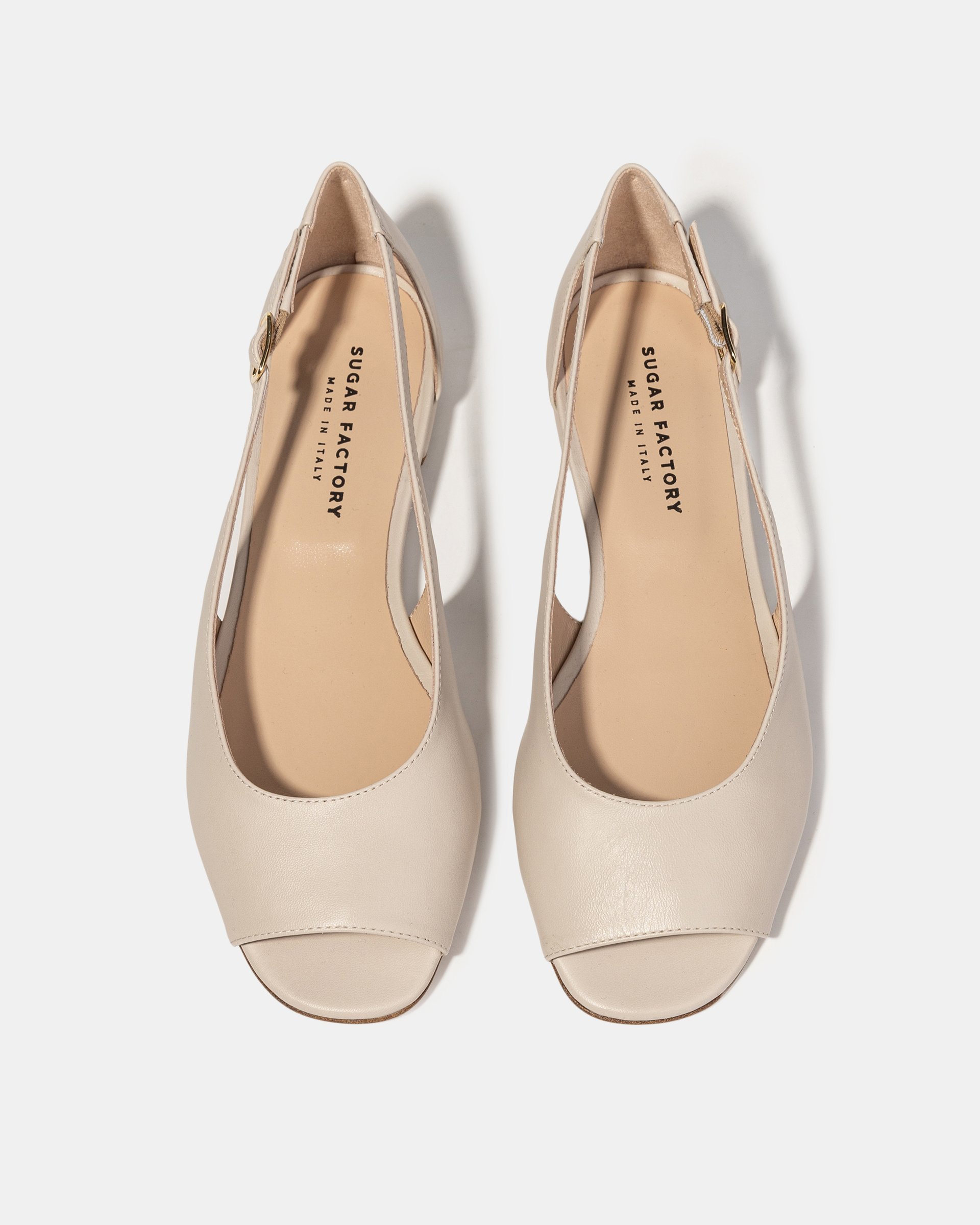 Бежевые кожаные туфли с открытым носком - Image 3 of 4