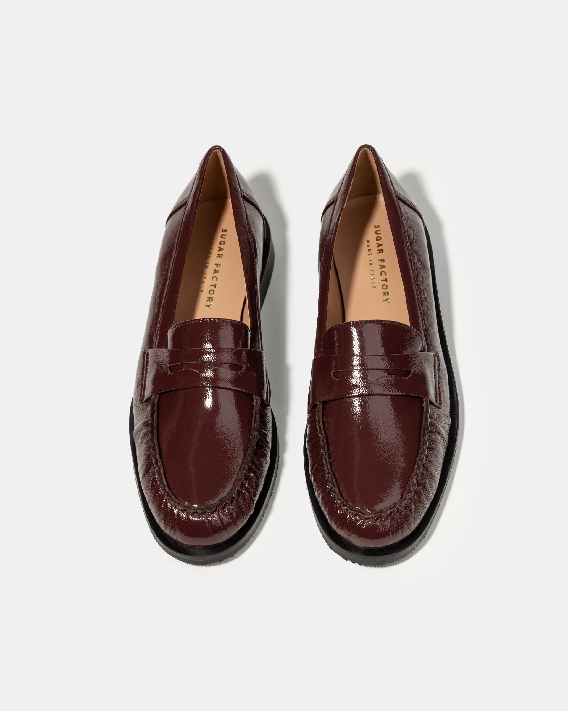 Кожаные женские лоферы цвета бургунди - Image 3 of 5