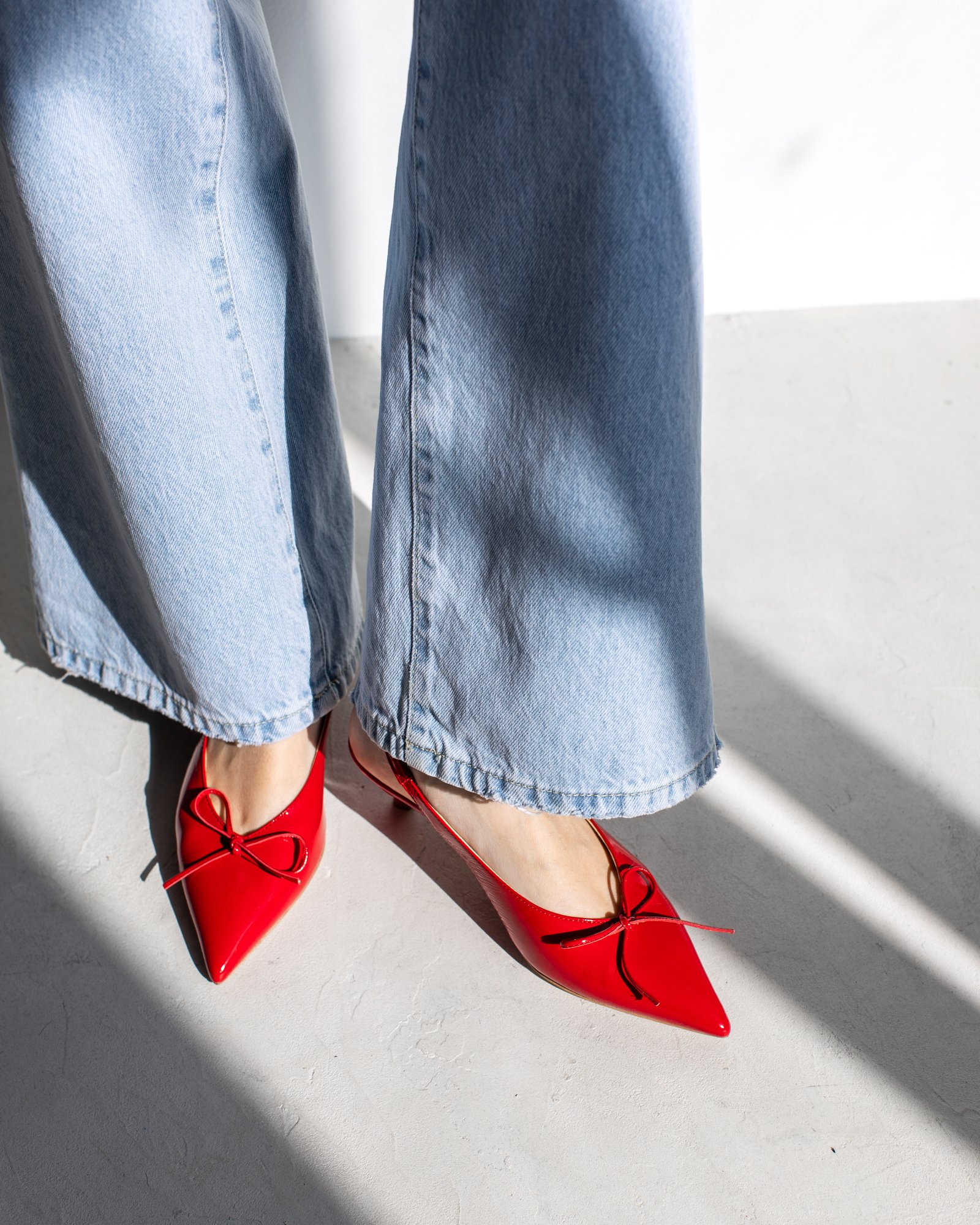 Красные кожаные туфли с бантиком - Image 5 of 5
