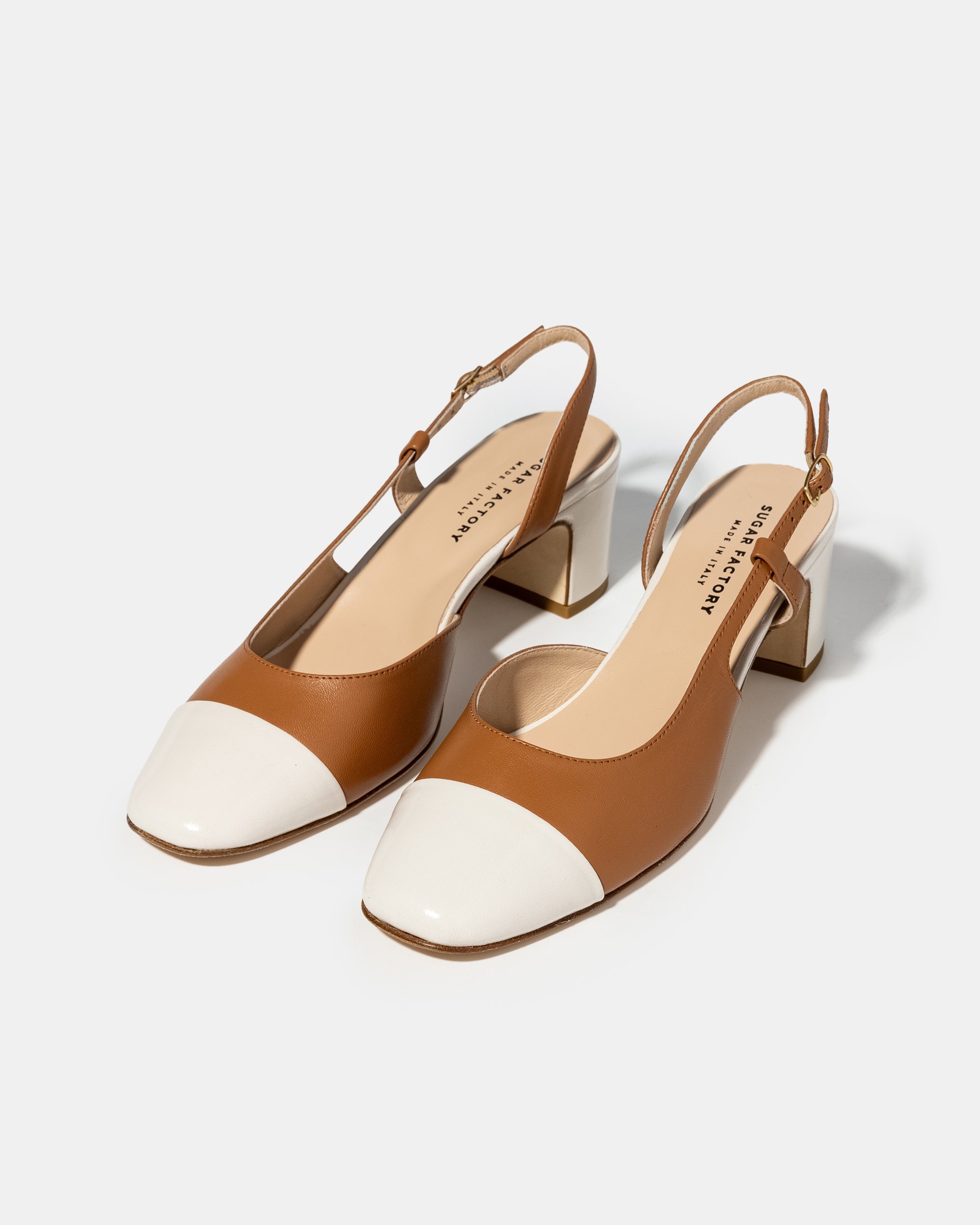 Бело-коричневые туфли из натуральной кожи - Image 2 of 4