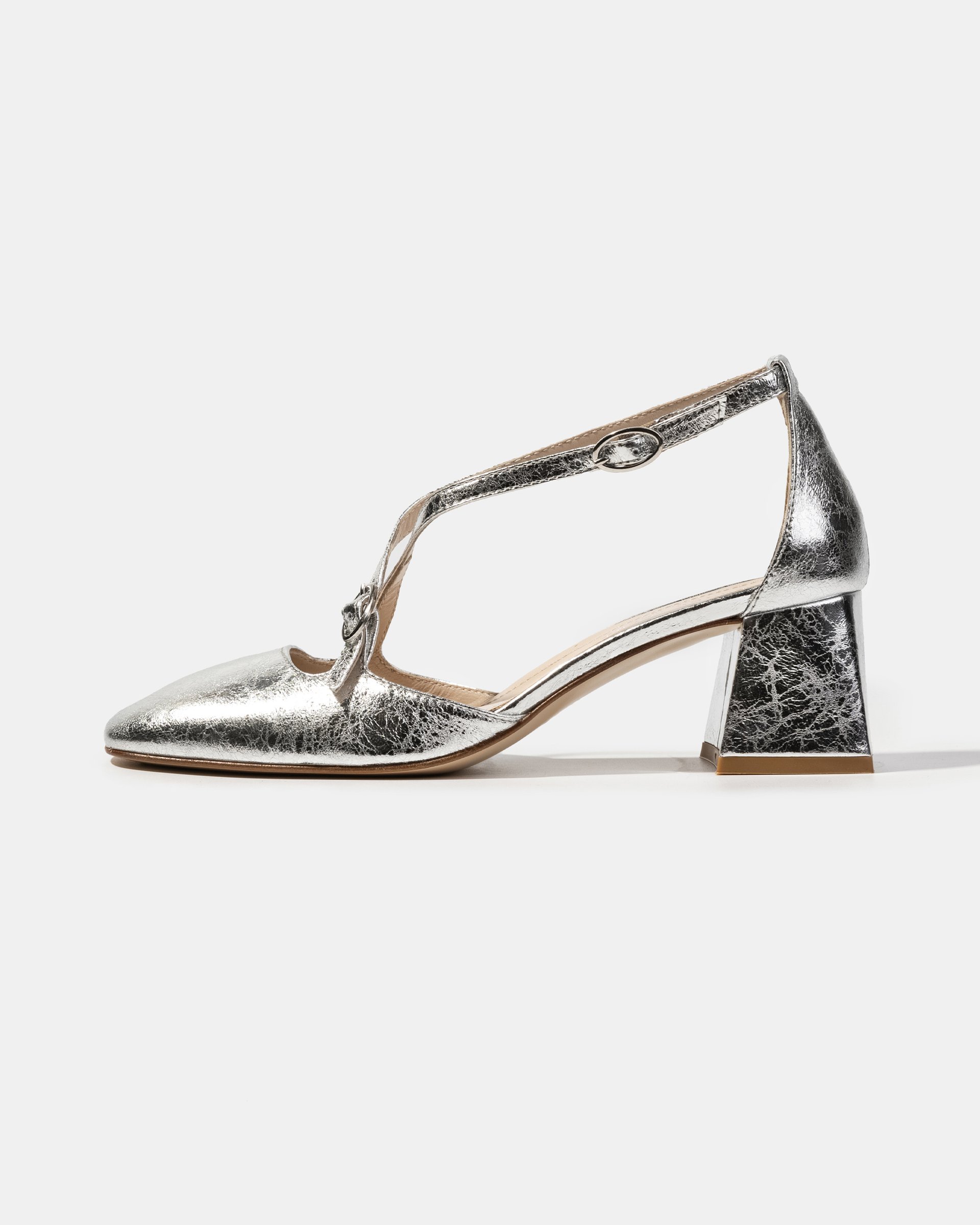 Серебристые кожаные туфли с ремешками - Main image