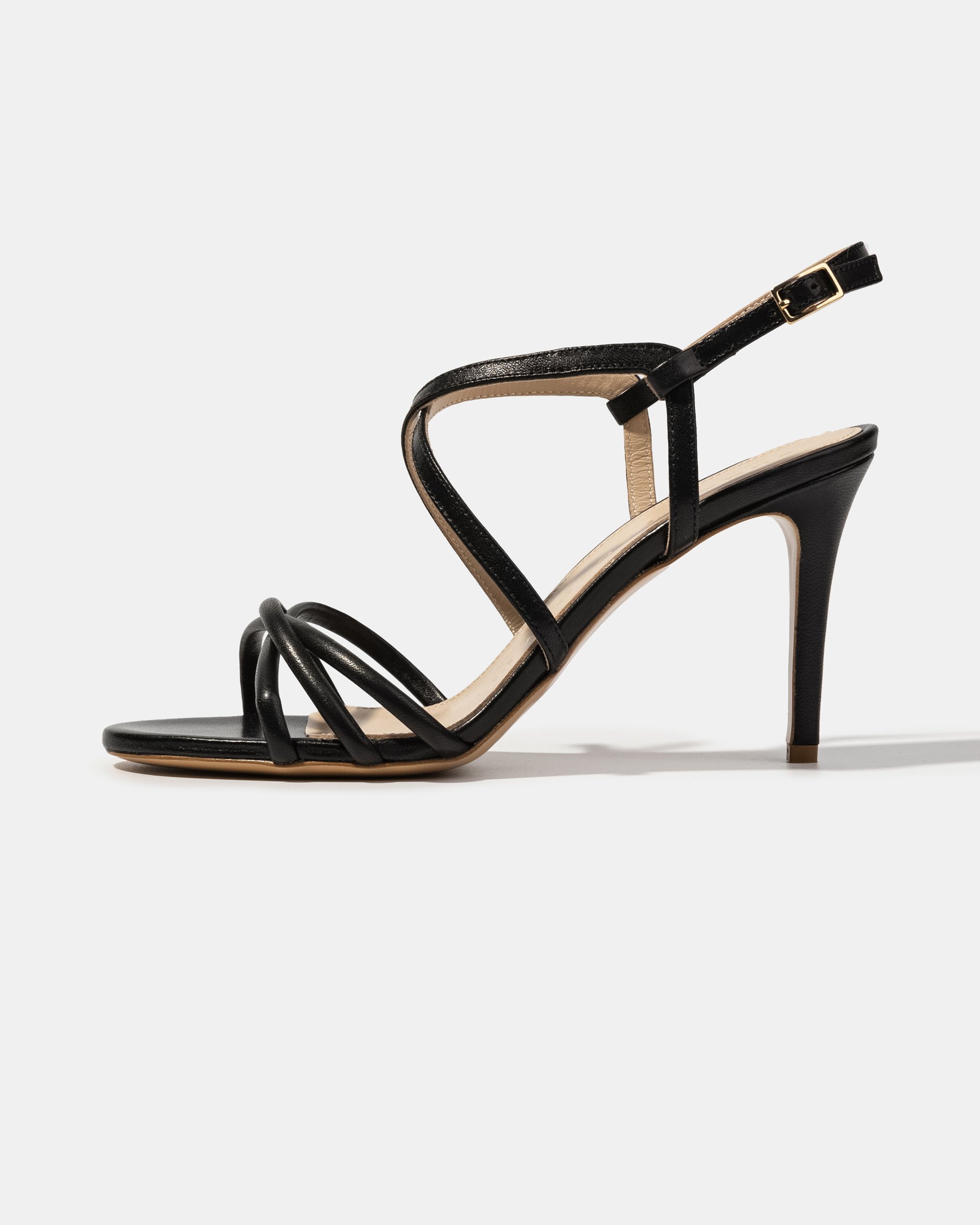 Черные кожаные босоножки с ремешками - Main image