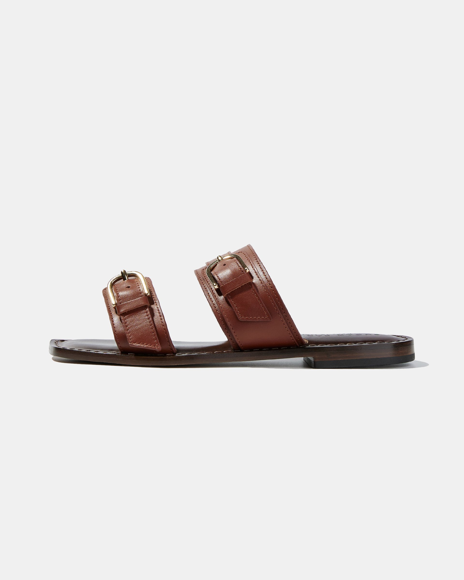 Коричневые шлепанцы из натуральной кожи