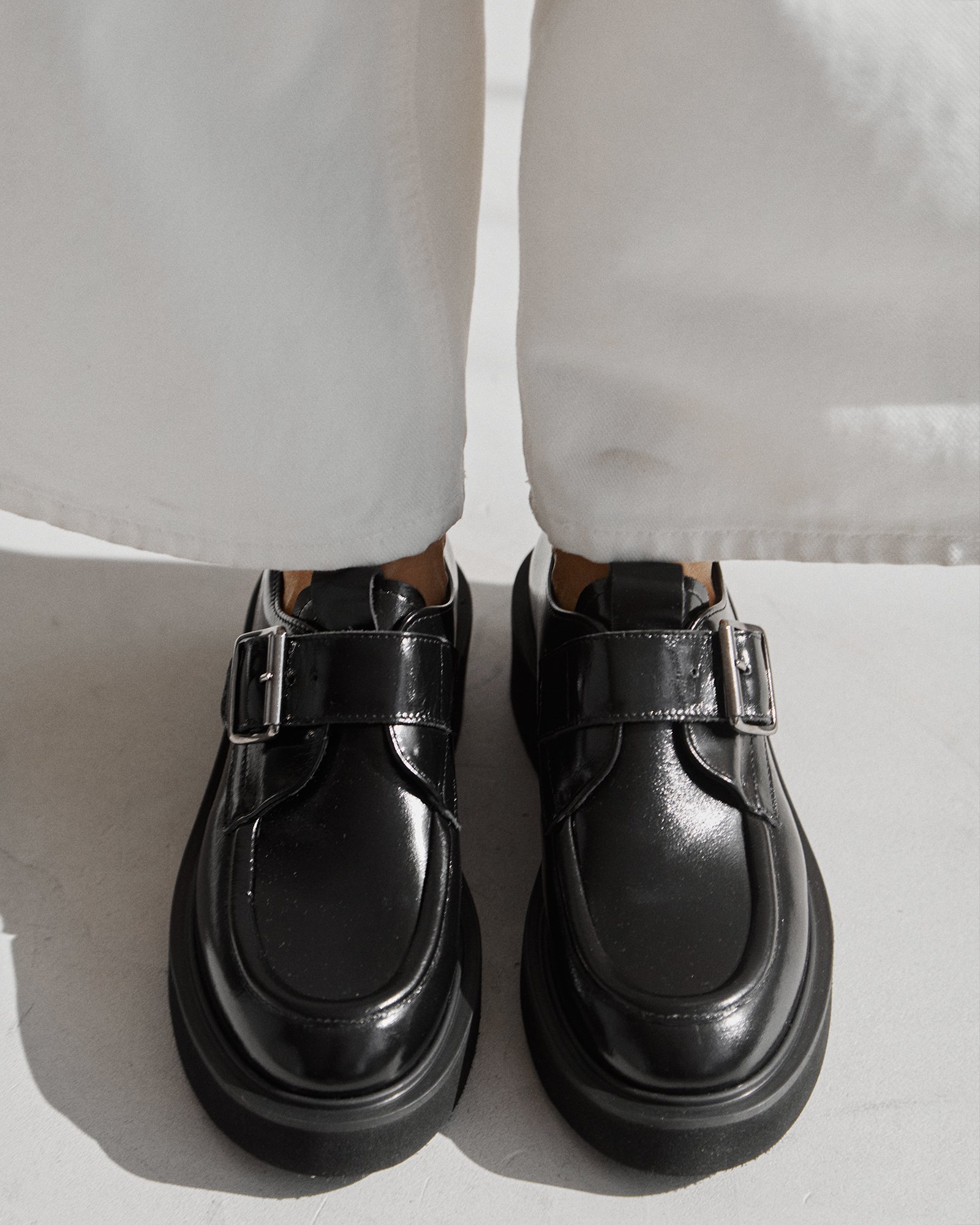 Черные кожаные лоферы на платформе - Image 5 of 6