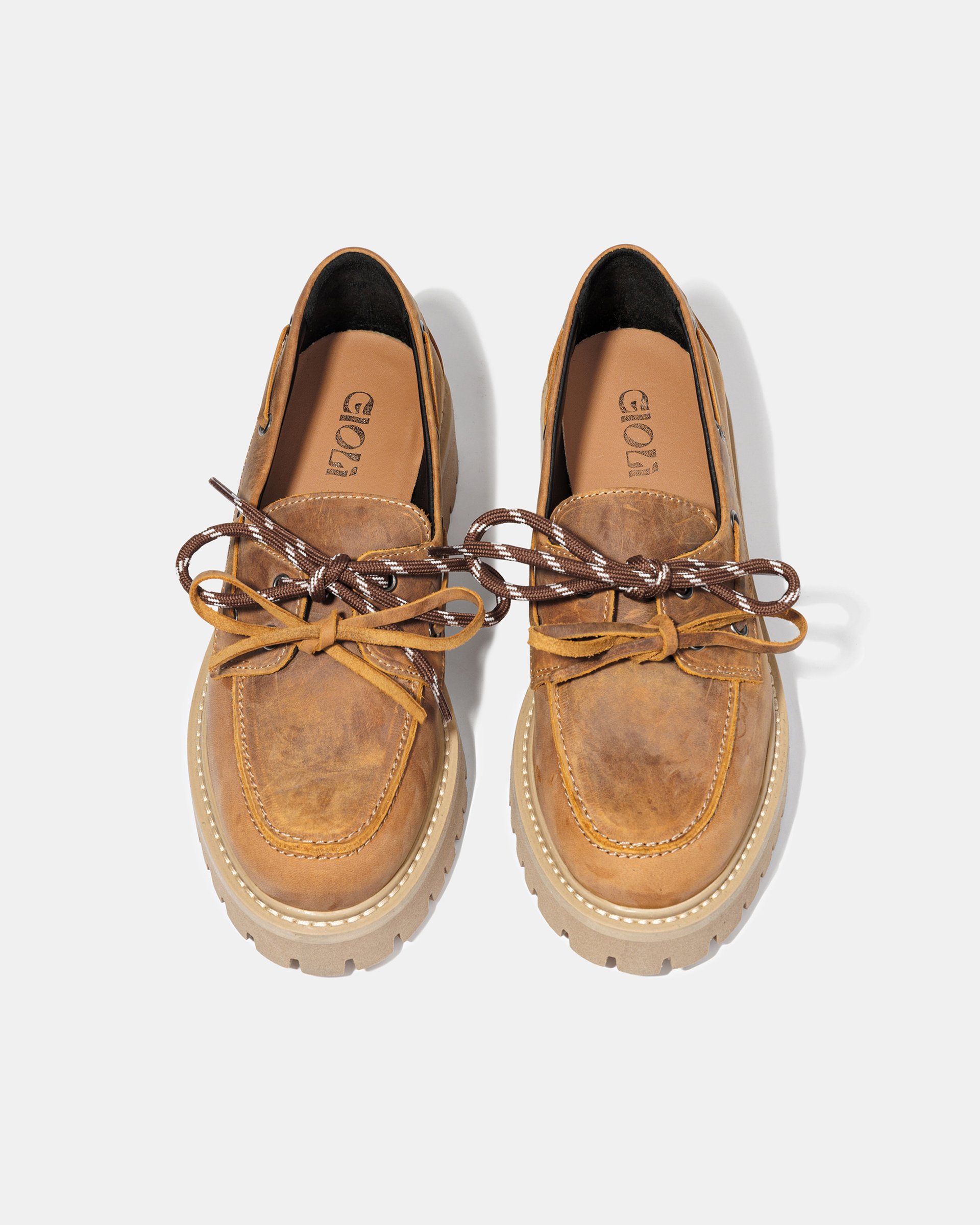 Коричневые кожаные туфли на толстой подошве - Image 3 of 5