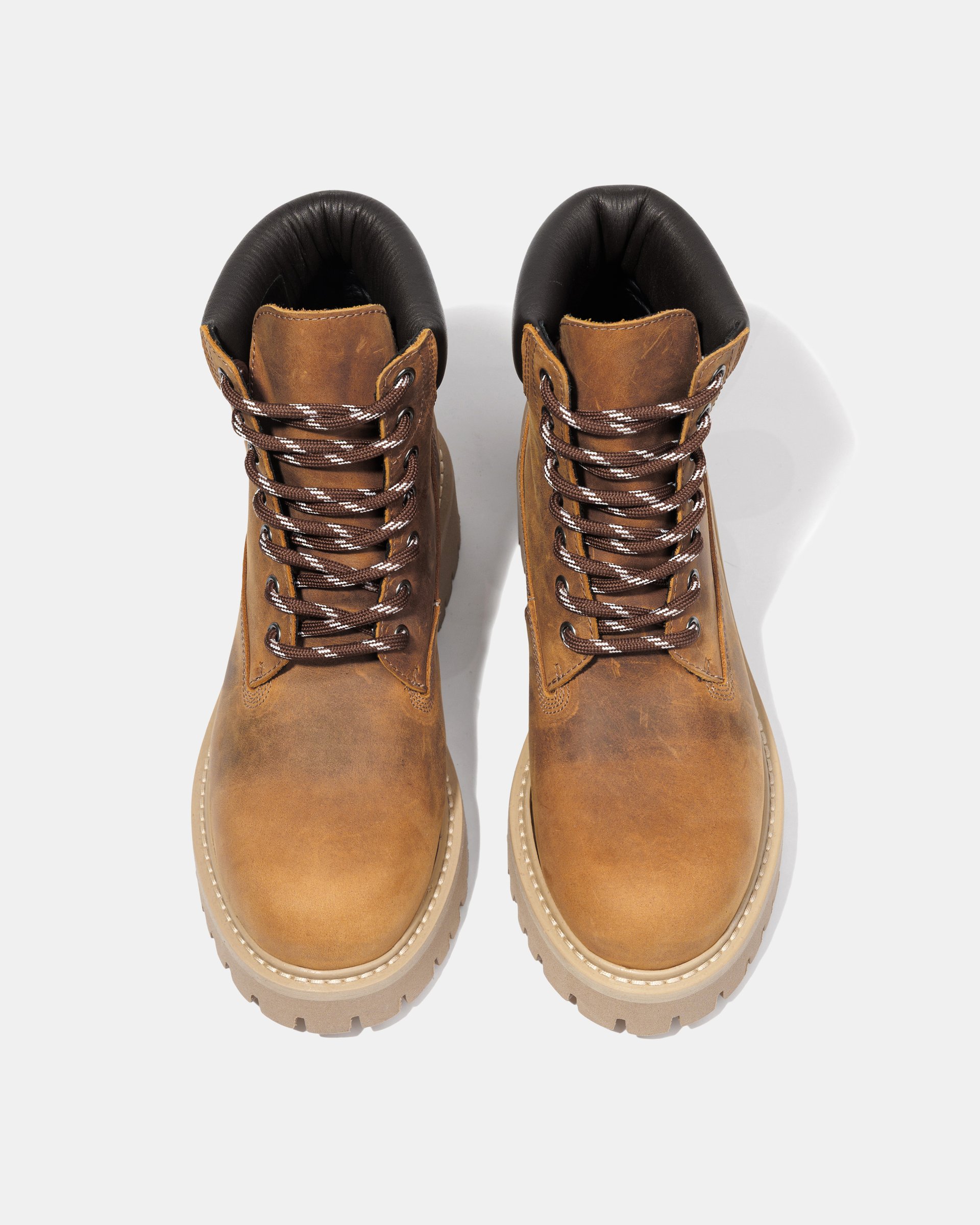 Коричневые кожаные ботинки с контрастными деталями - Image 4 of 5