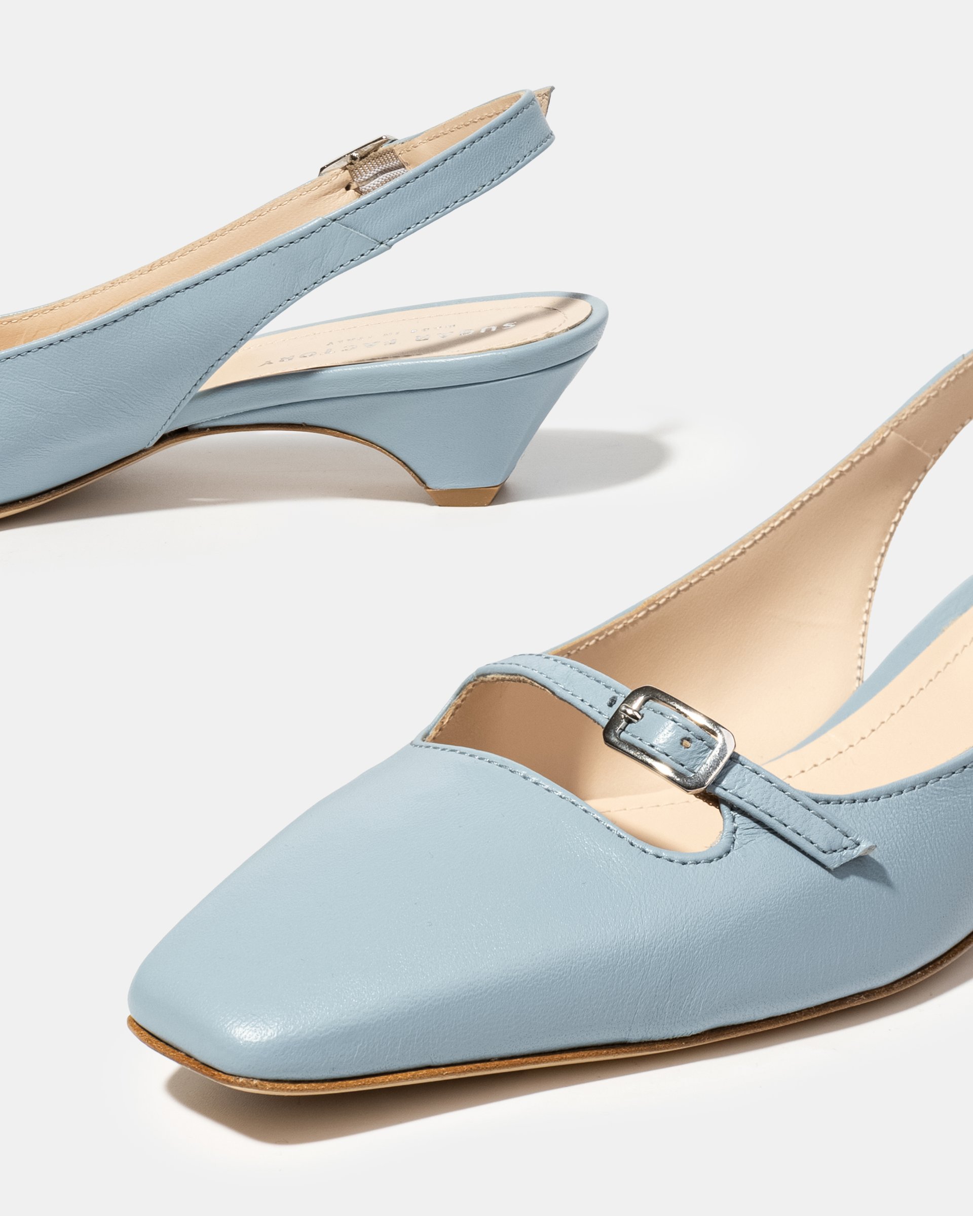 Голубые кожаные туфли с ремешками - Image 4 of 5