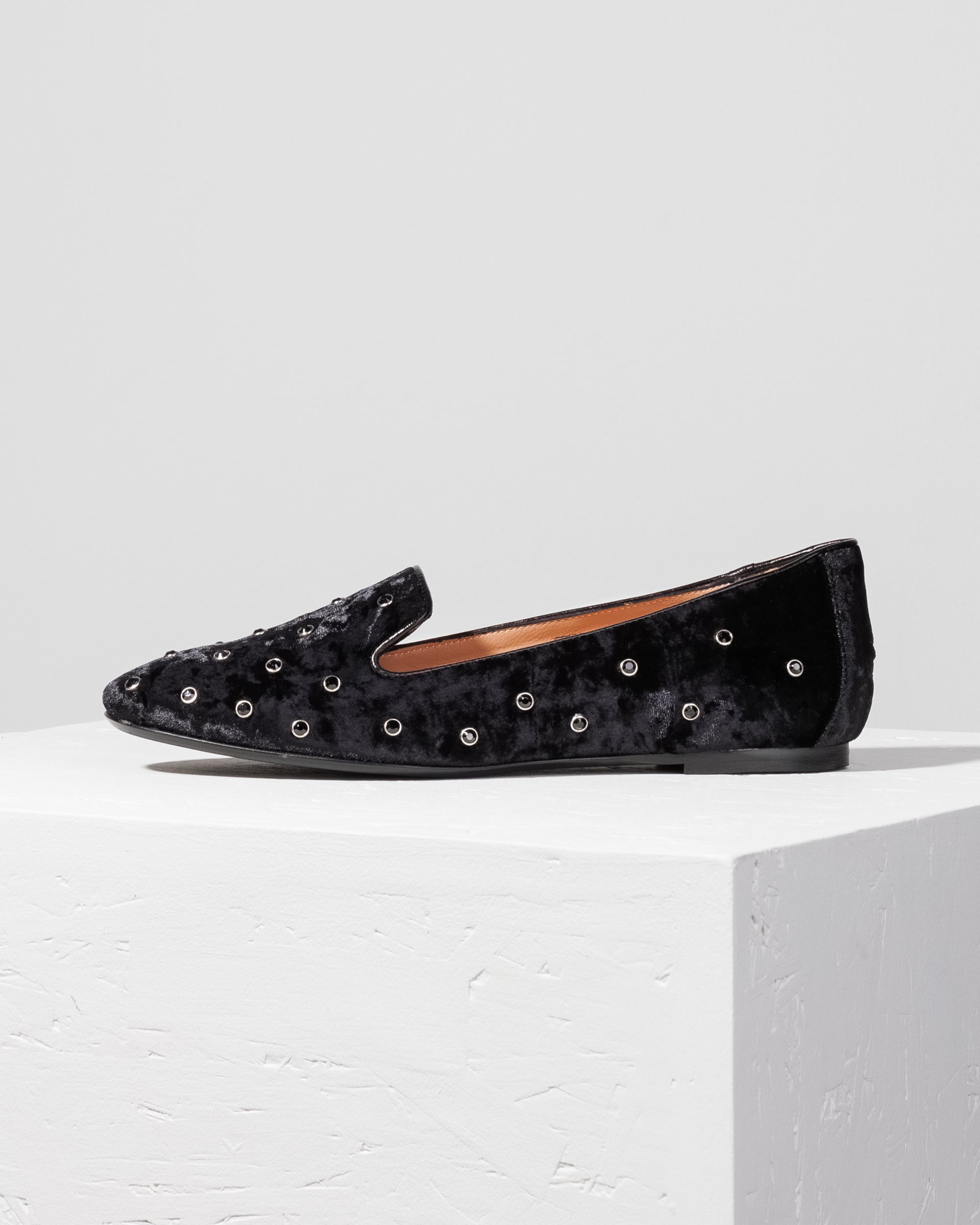 Чёрные мокасины из бархата - Main image