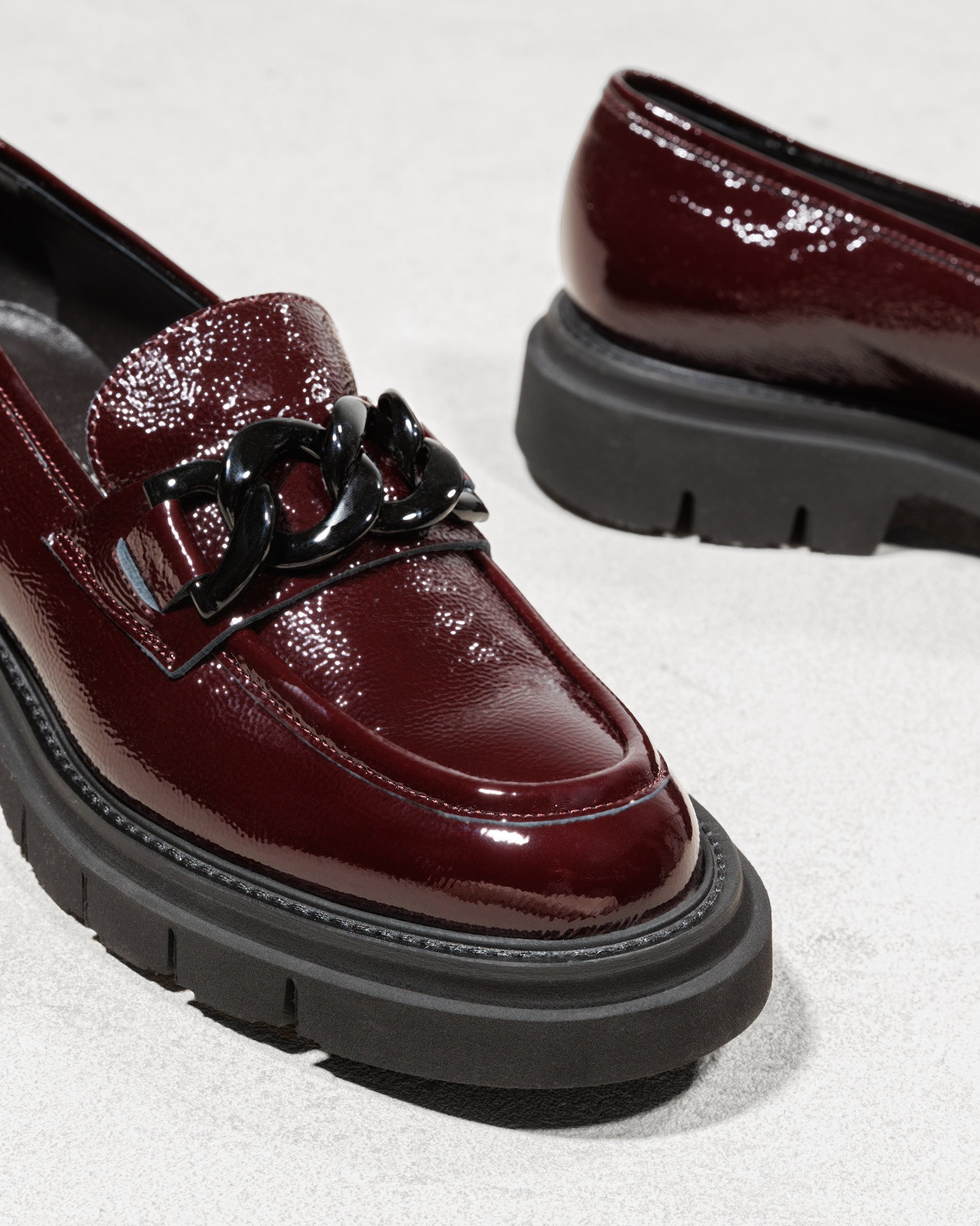 Бордовые лоферы из лакированной кожи - Image 4 of 6