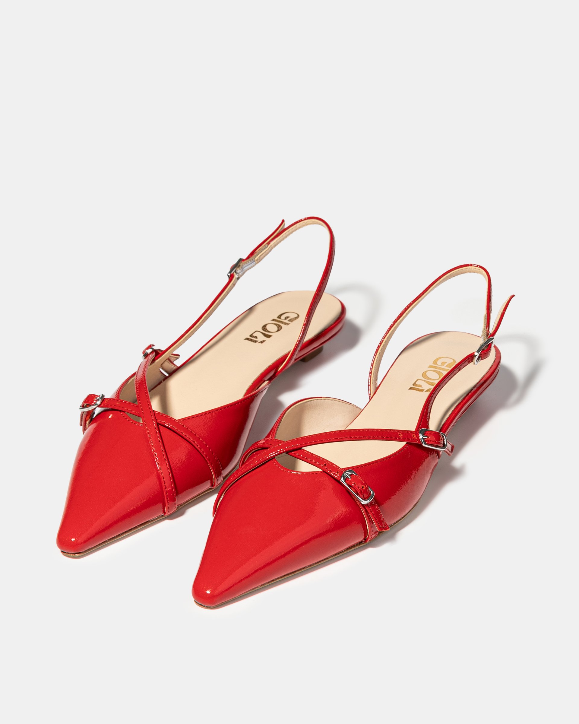 Красные кожаные туфли на низком каблуке - Image 2 of 5