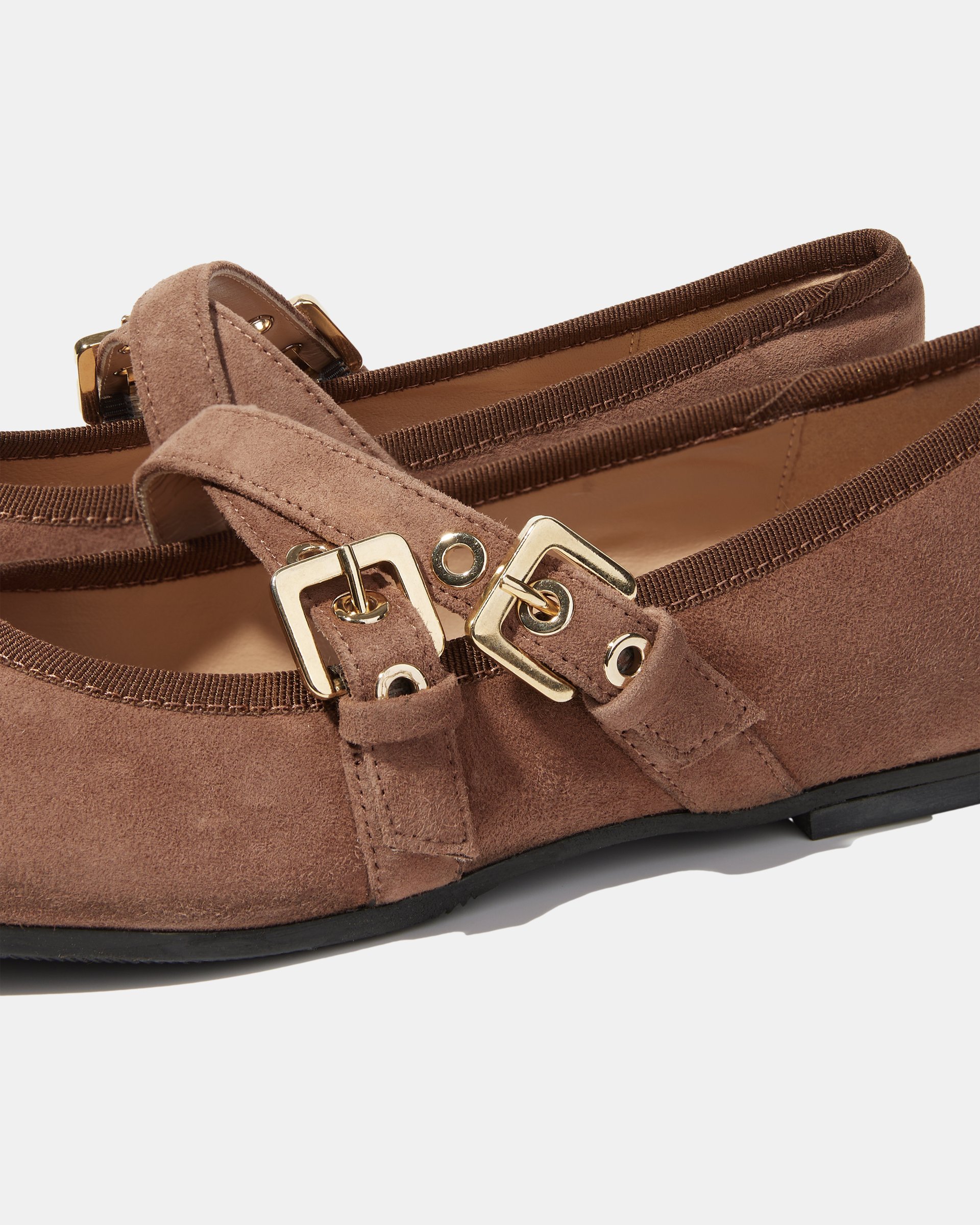 Бежевые замшевые туфли с двойным ремешком - Image 4 of 5