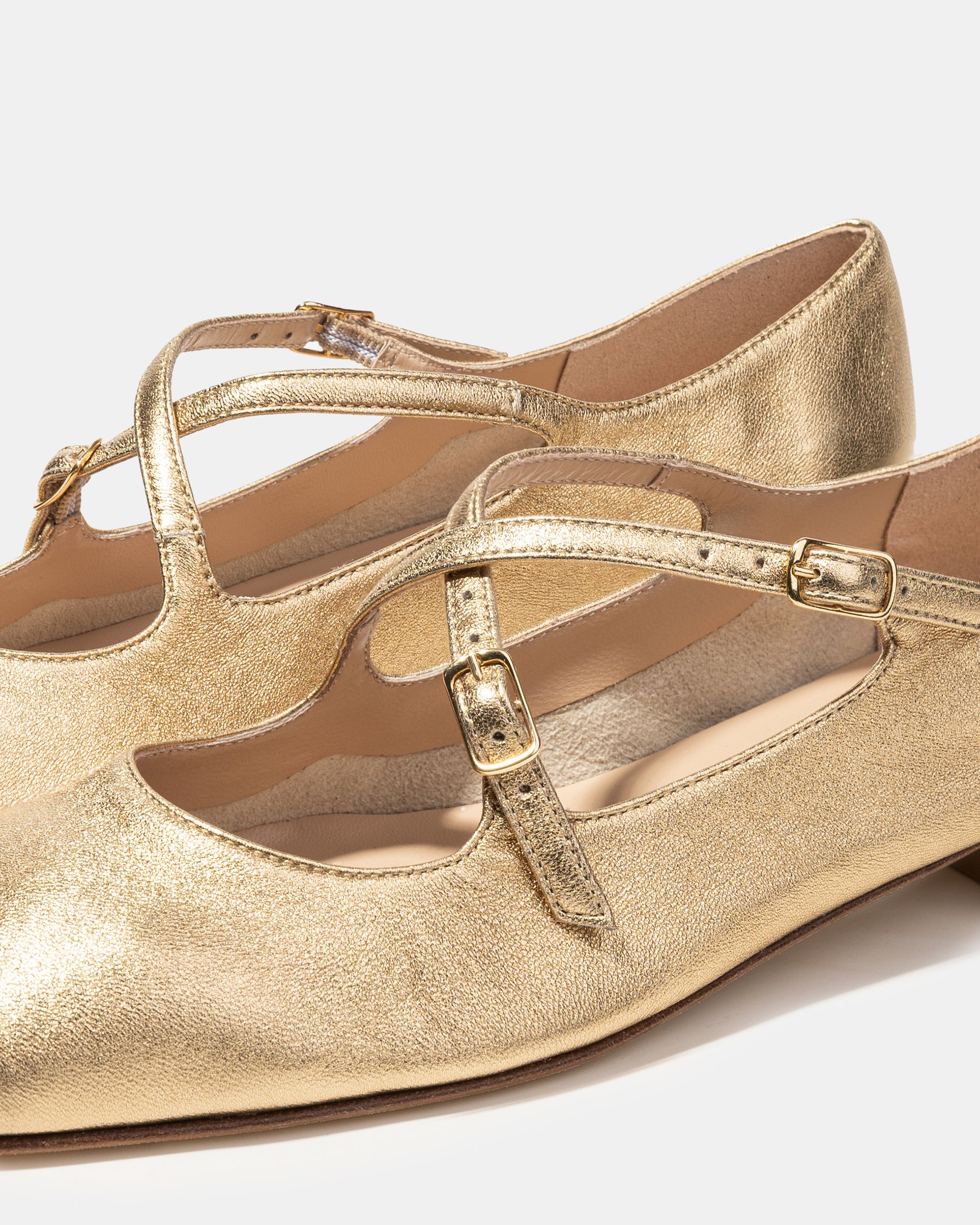 Золотистые кожаные туфли с ремешками - Image 4 of 4
