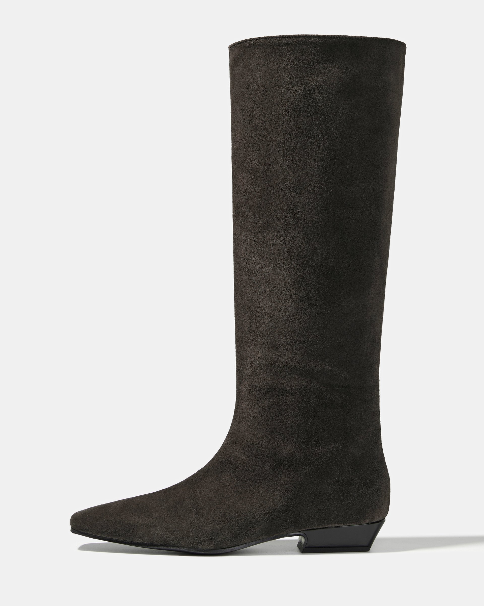 Темно-коричневые замшевые сапоги