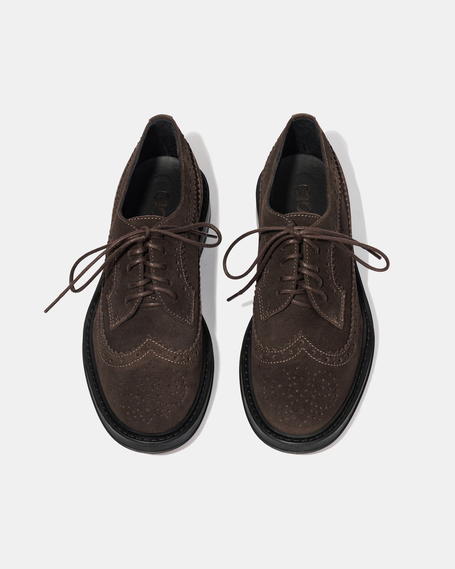 Темно-коричневые замшевые женские туфли Brogue - Image 3 of 4