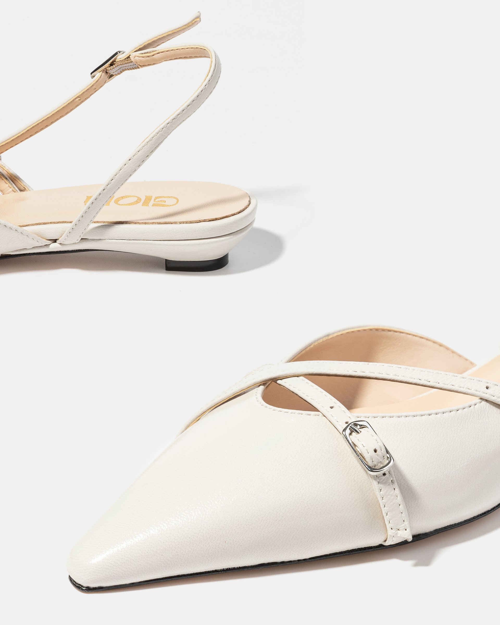 Белые кожаные туфли на низком каблуке - Image 4 of 5