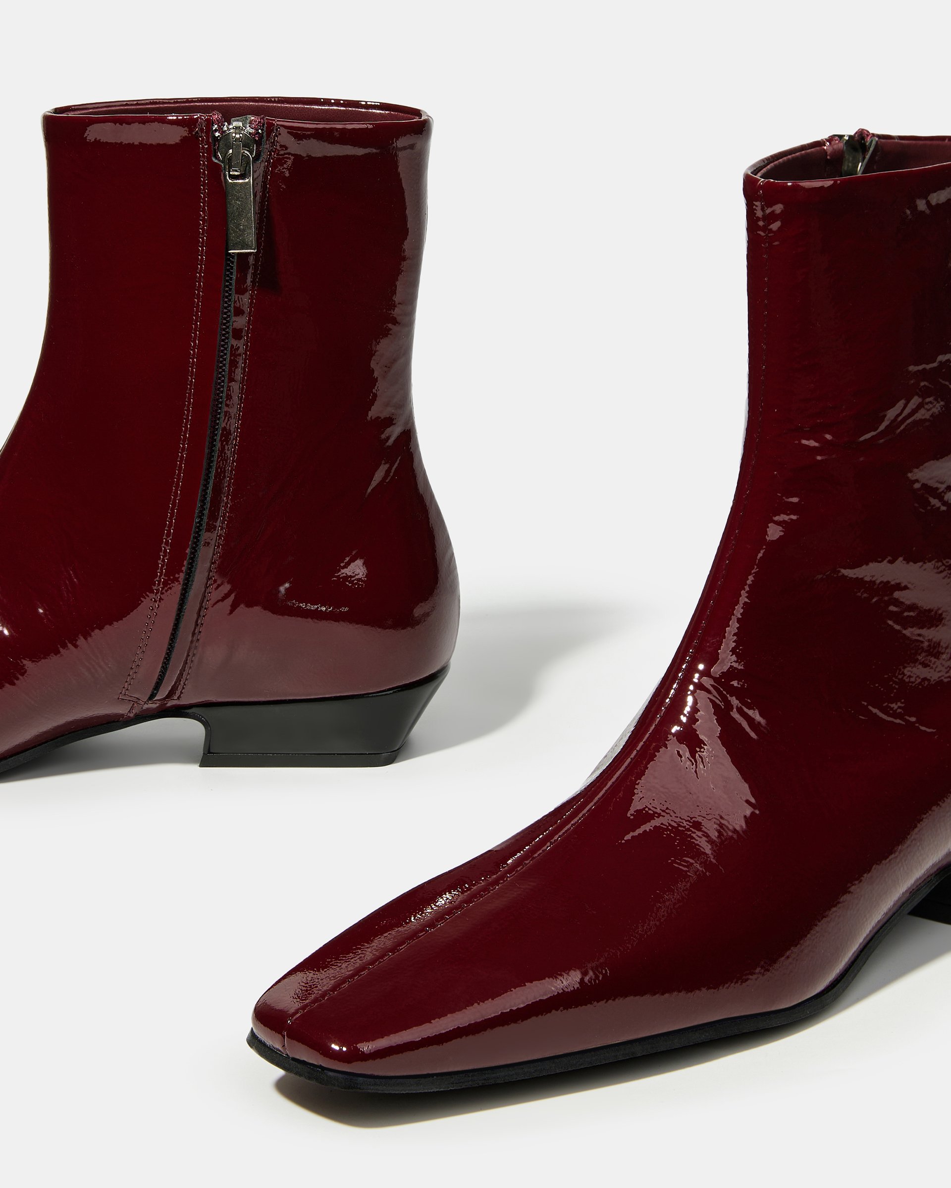 Бордовые ботинки из натуральной лаковой кожи - Image 4 of 5