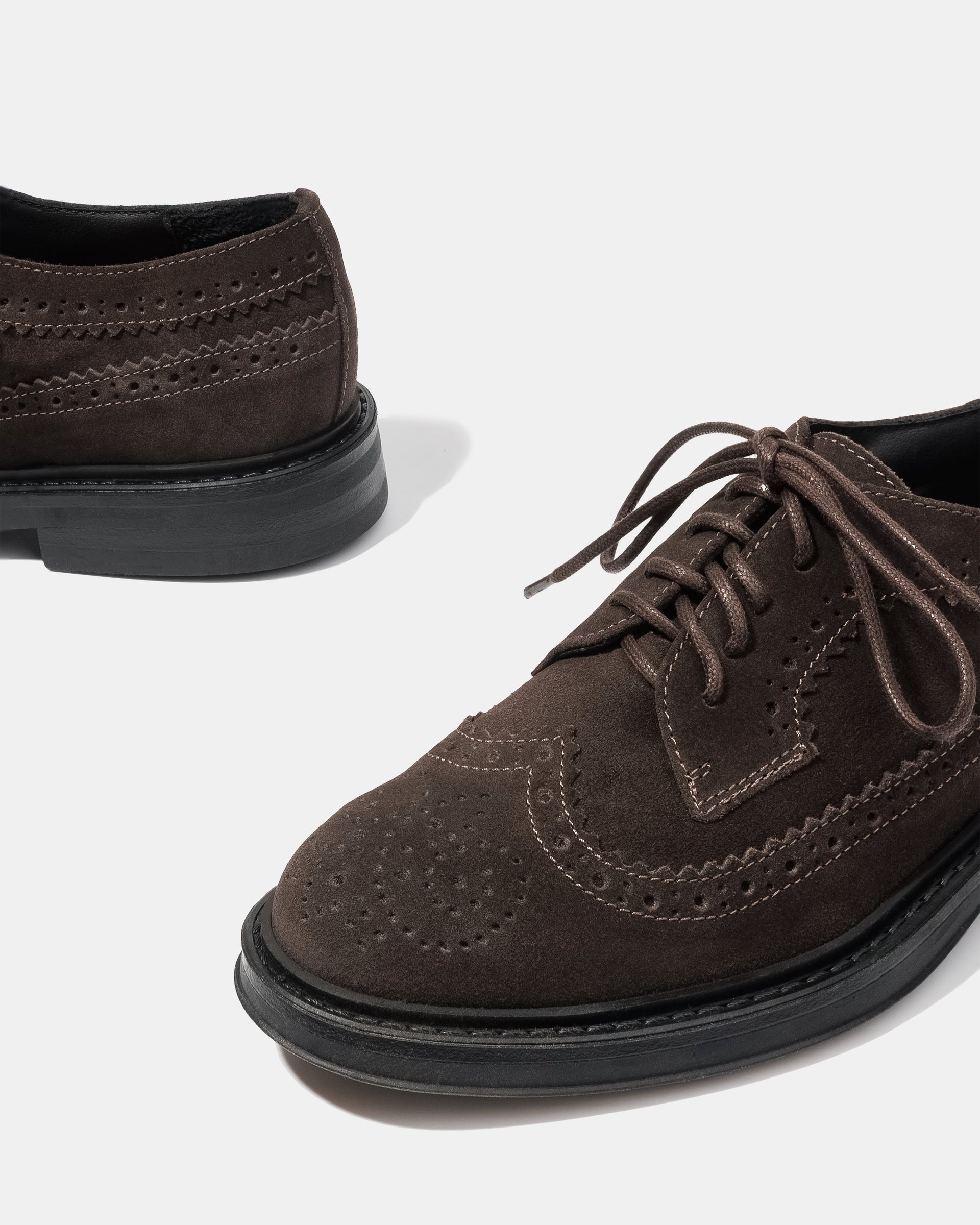 Темно-коричневые замшевые женские туфли Brogue - Image 4 of 4