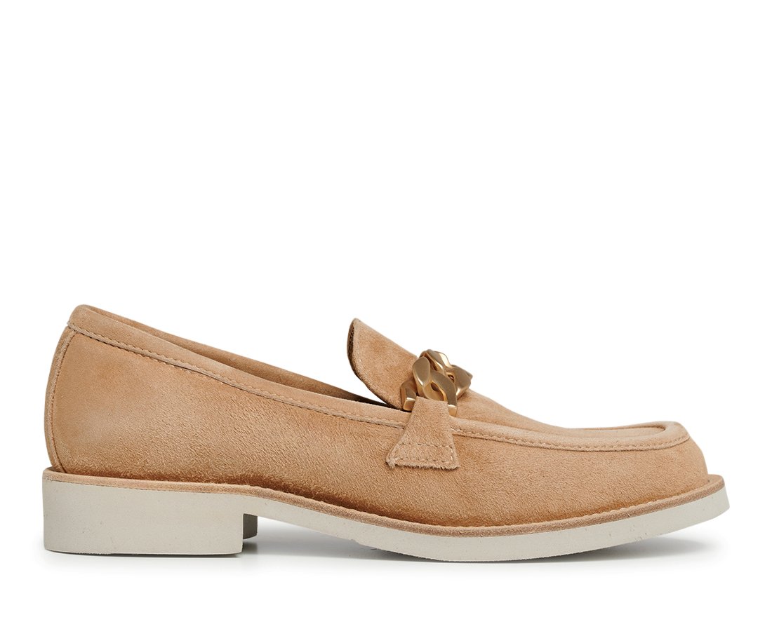 Бежевые замшевые лоферы - Main image