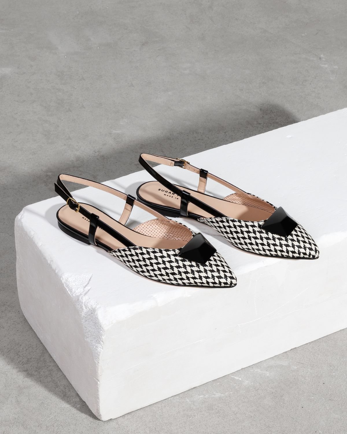 Черно-белые текстильные балетки - Image 3 of 6