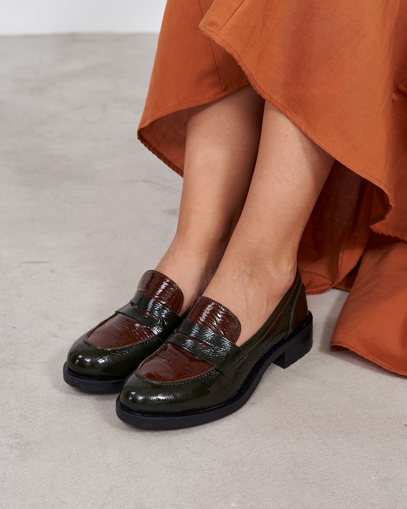 Темно-зеленые кожаные лоферы - Image 2 of 7