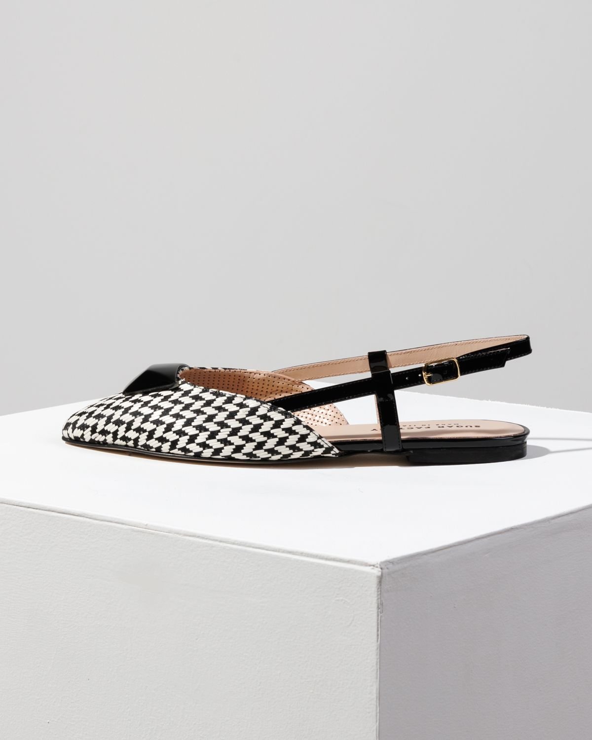 Черно-белые текстильные балетки - Main image