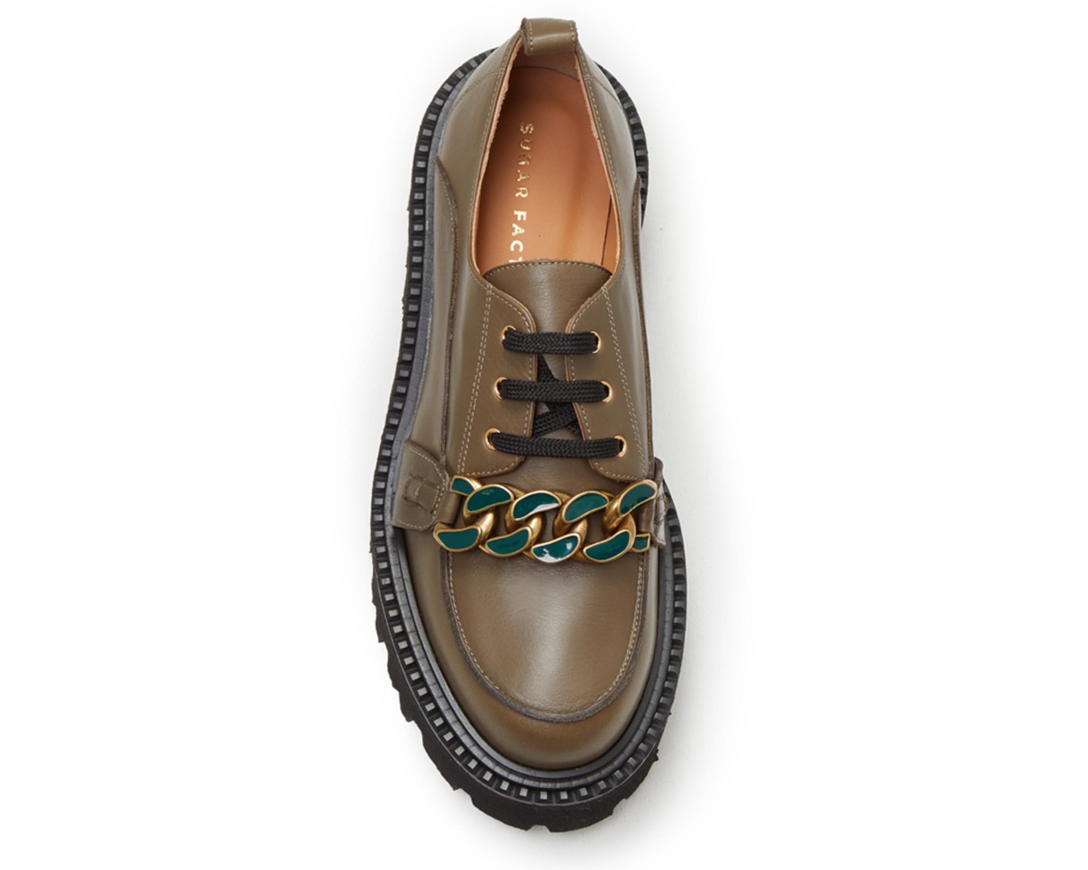 Зелено-коричневые кожаные лоферы - Image 4 of 5