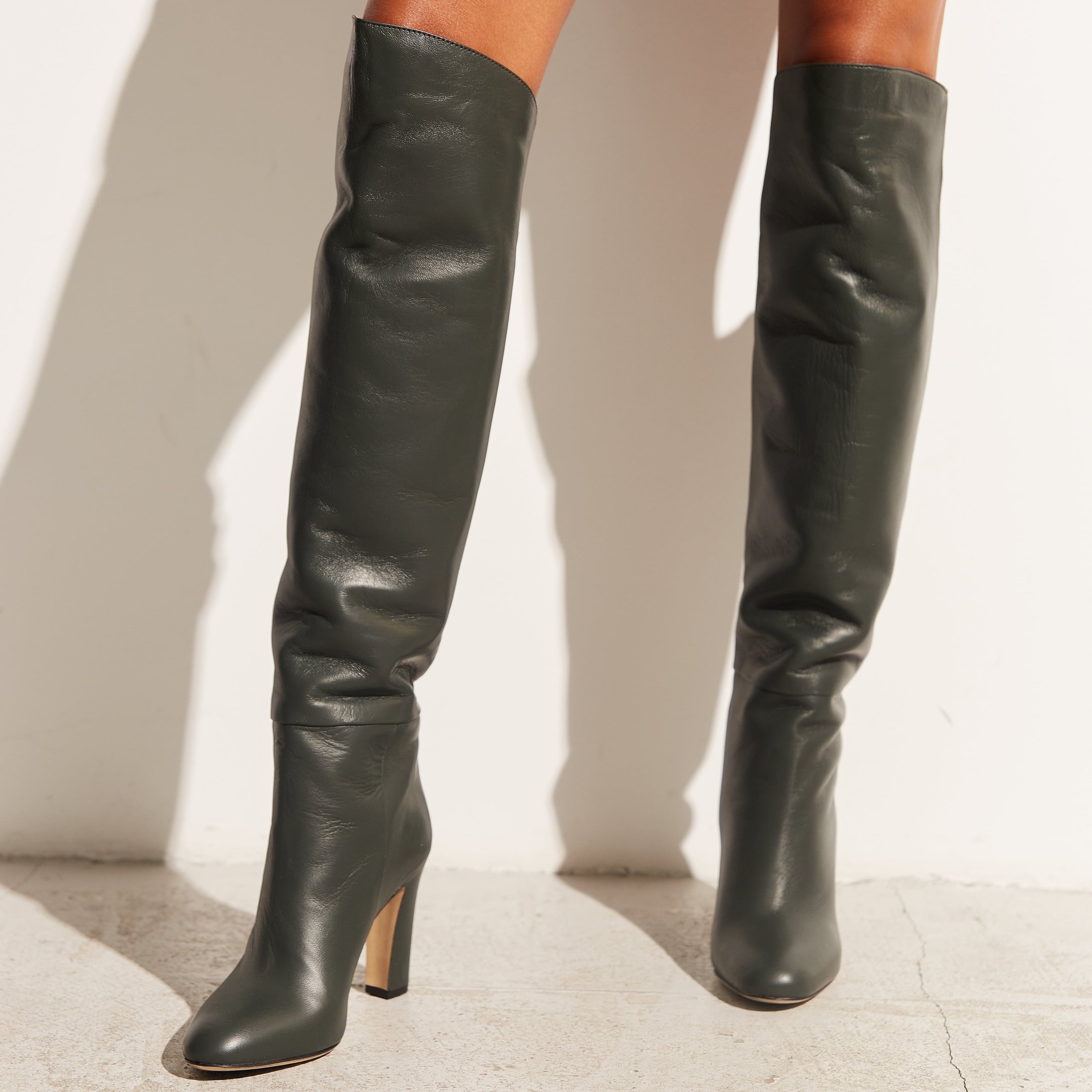 Темно-зеленые кожаные сапоги - Image 5 of 5