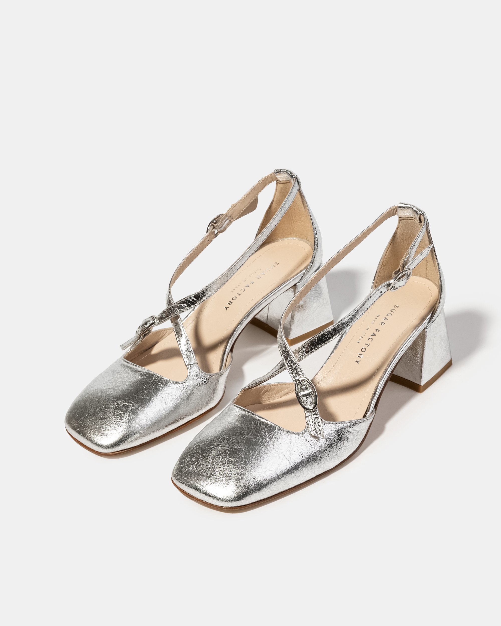 Серебристые кожаные туфли с ремешками - Image 2 of 5