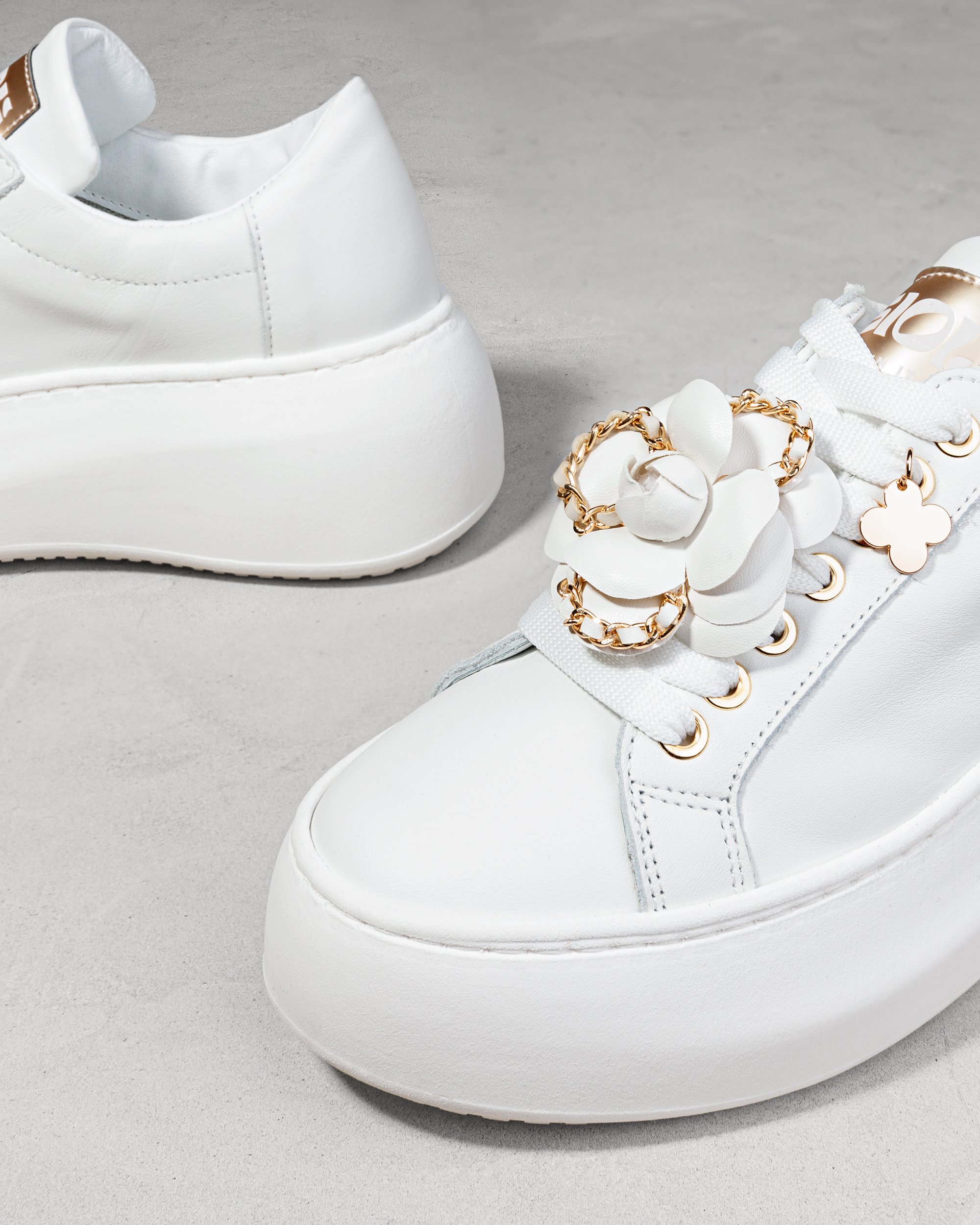 Белые кожаные кроссовки на платформе - Image 4 of 6