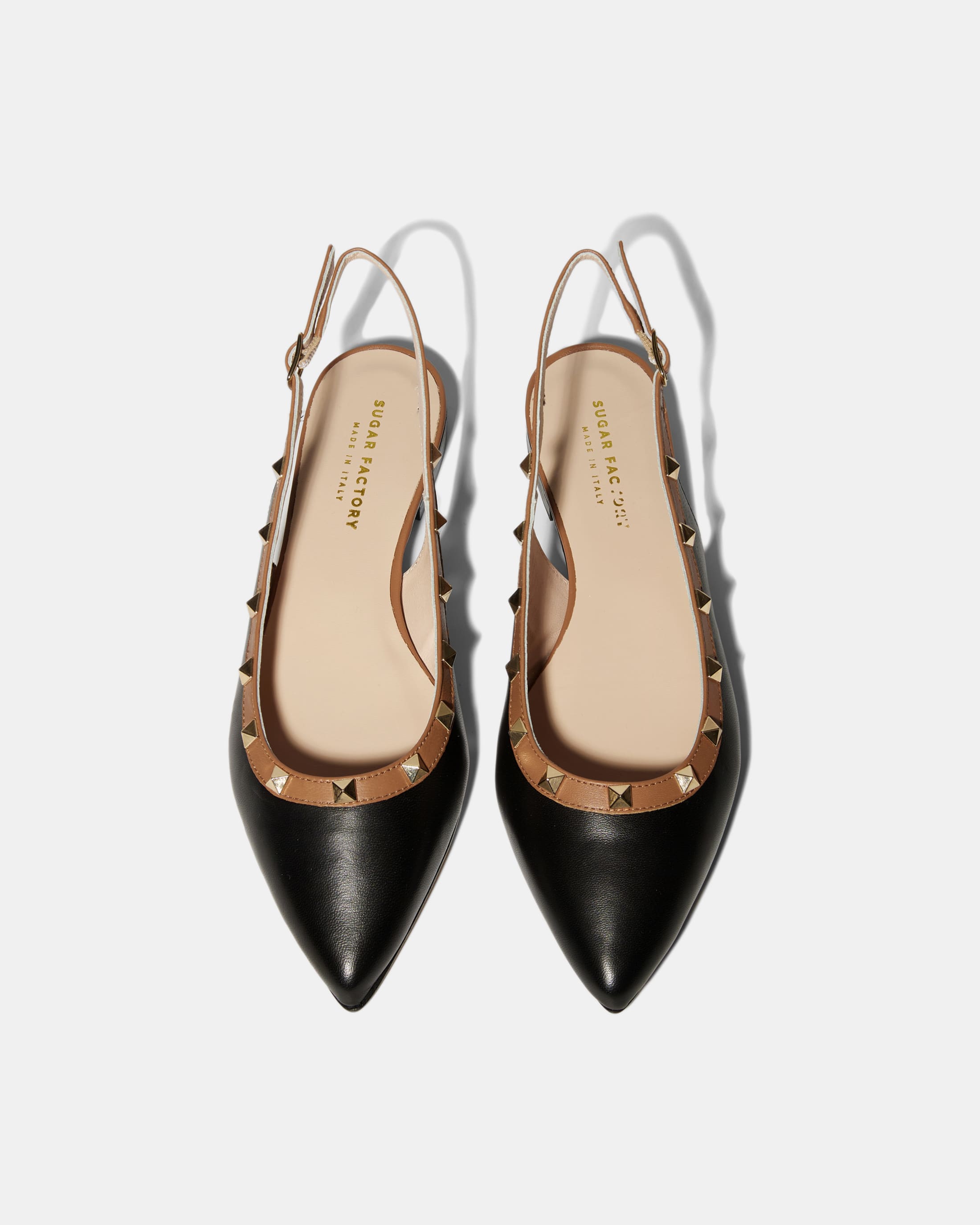 Черные кожаные туфли-слингбэк 