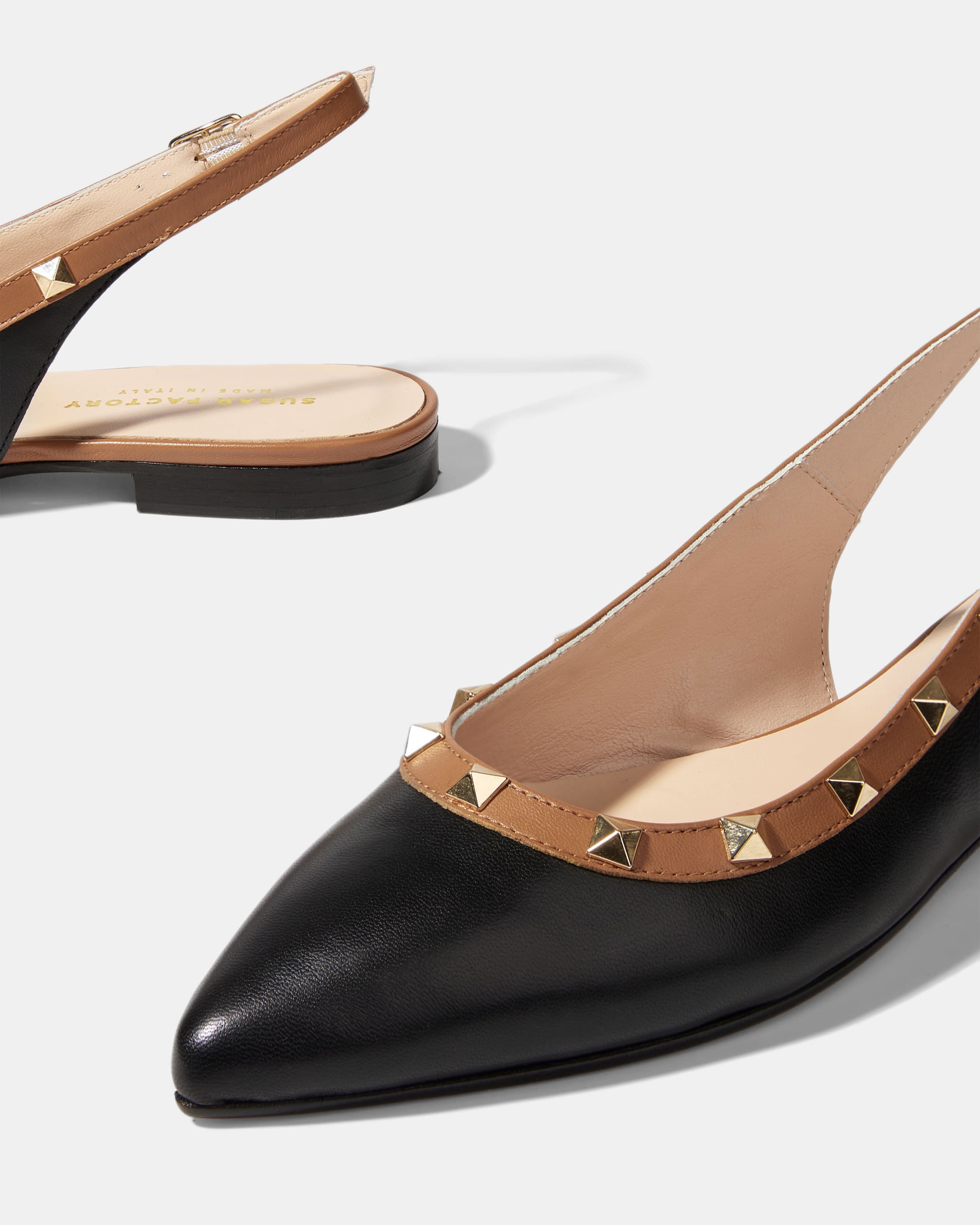 Черные кожаные туфли-слингбэк 