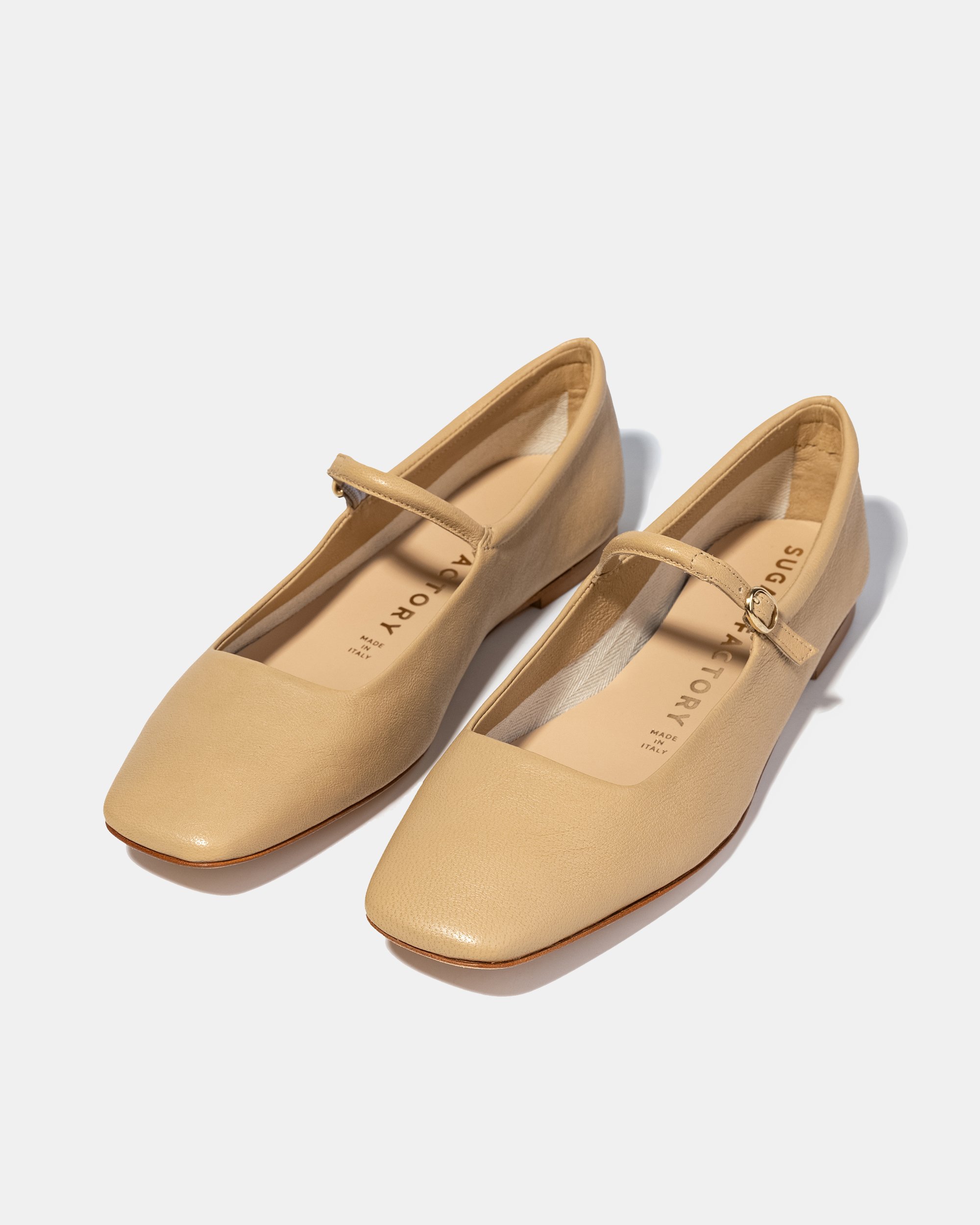 Бежевые кожаные балетки с ремешком - Image 2 of 4