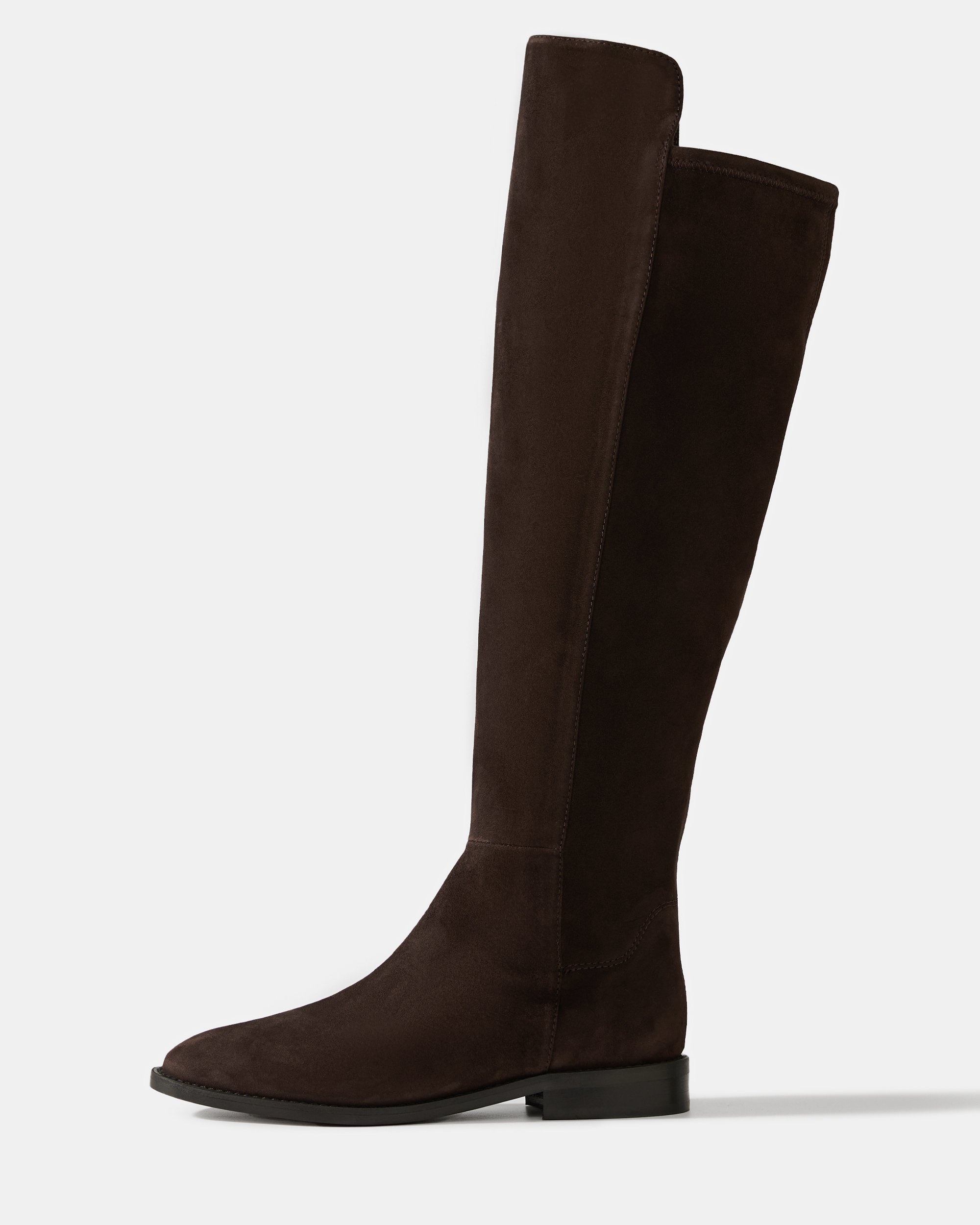 Тёмно-коричневые замшевые сапоги