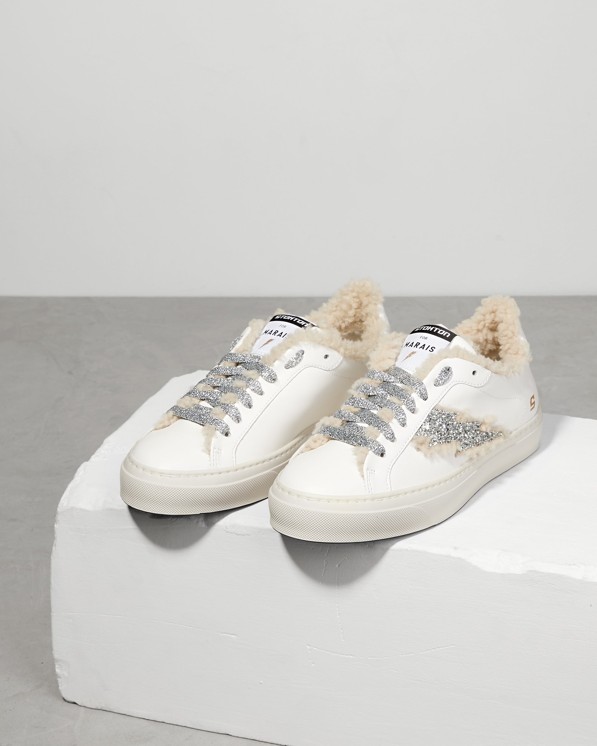 Белые кожаные утепленные кроссовки - Image 4 of 5