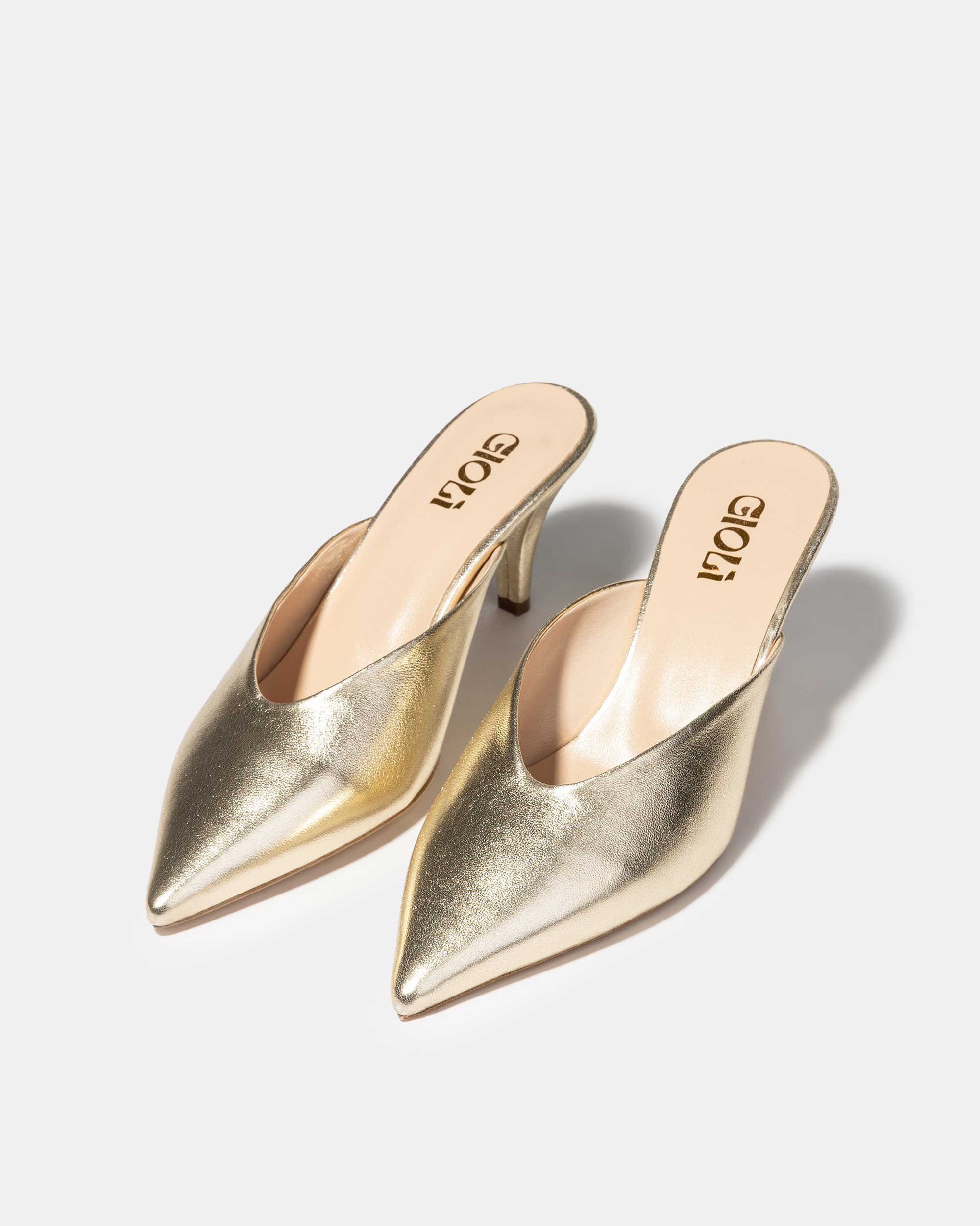 Золотистые кожаные мюли - Image 2 of 4