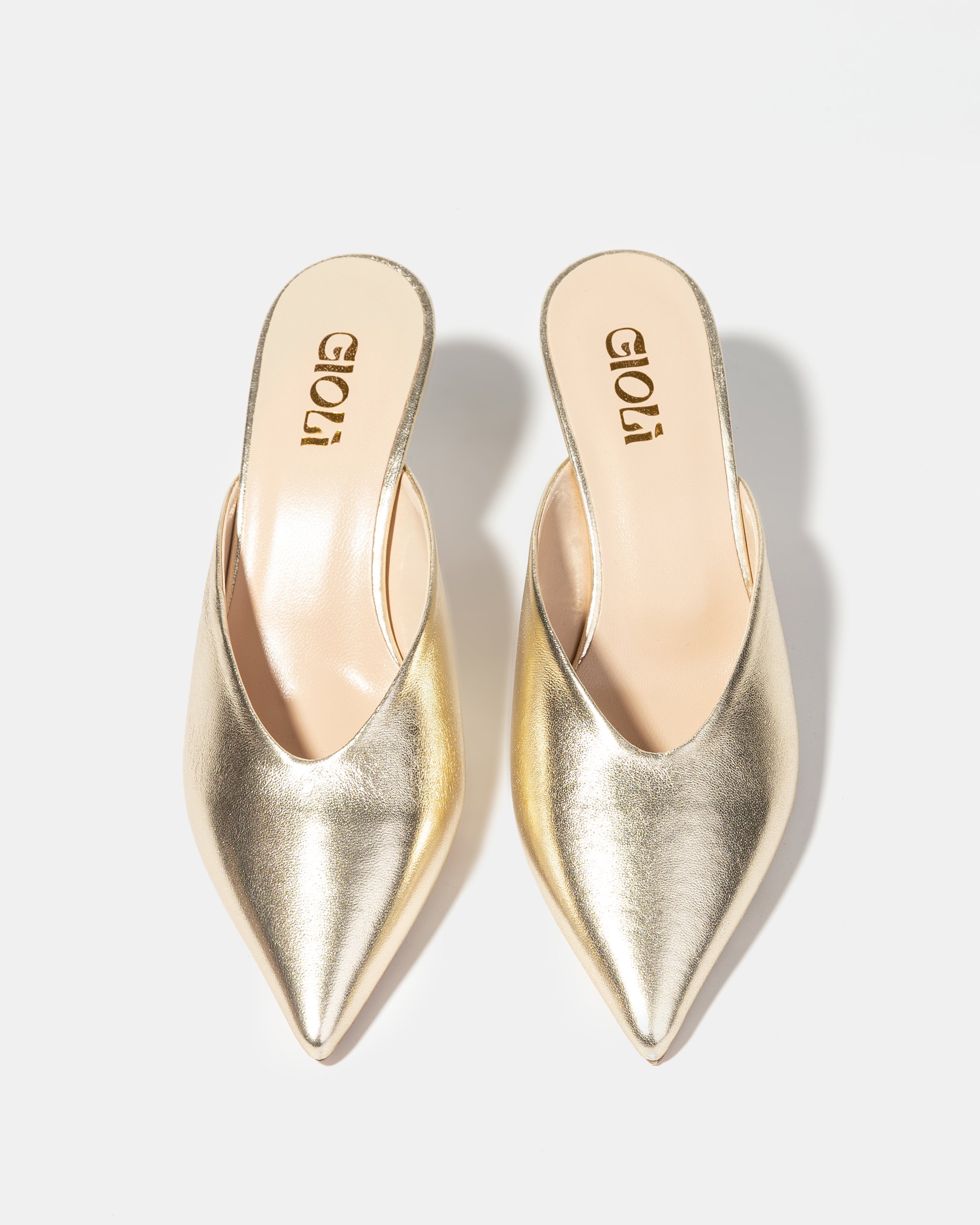 Золотистые кожаные мюли - Image 3 of 4