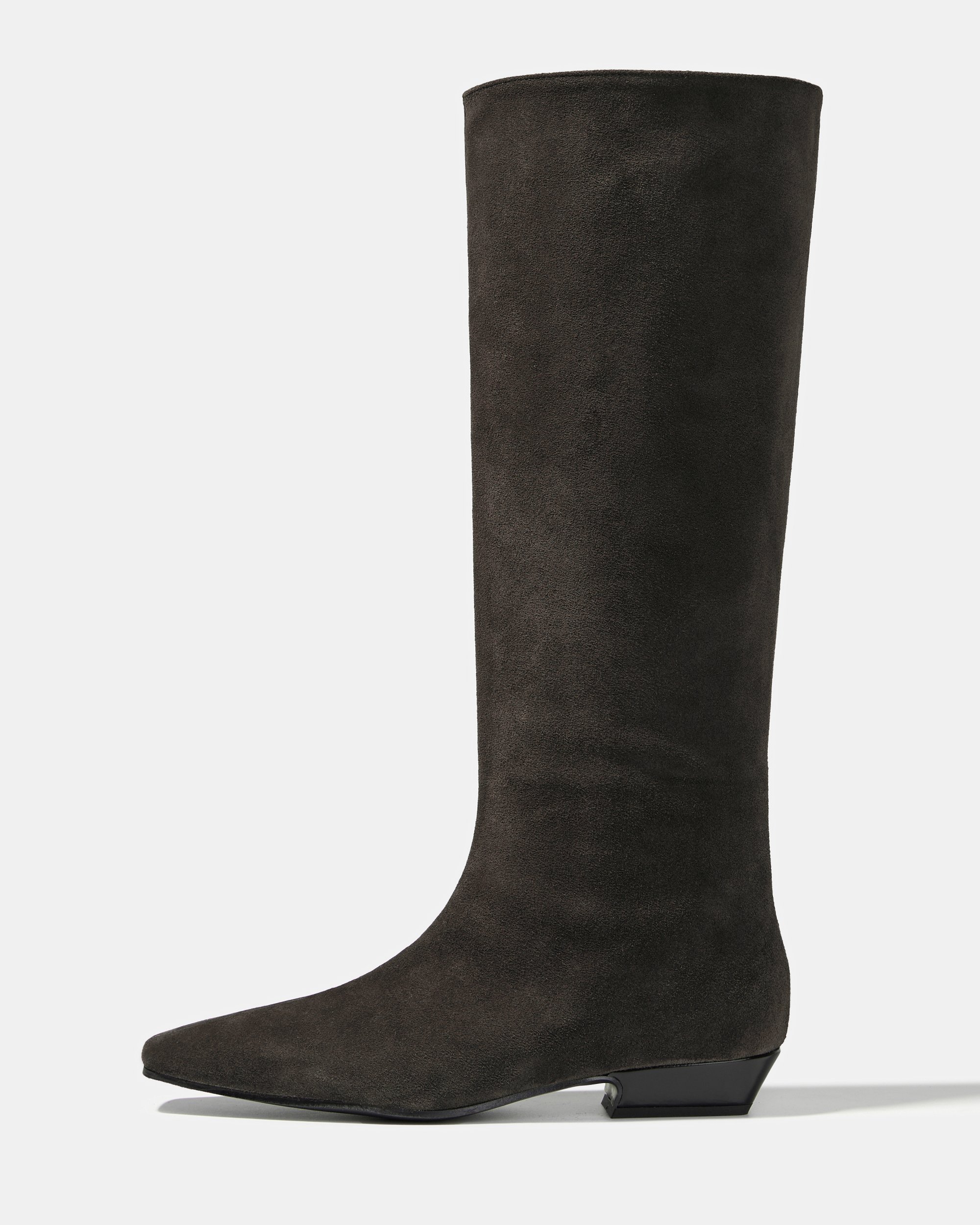 Темно-коричневые замшевые сапоги