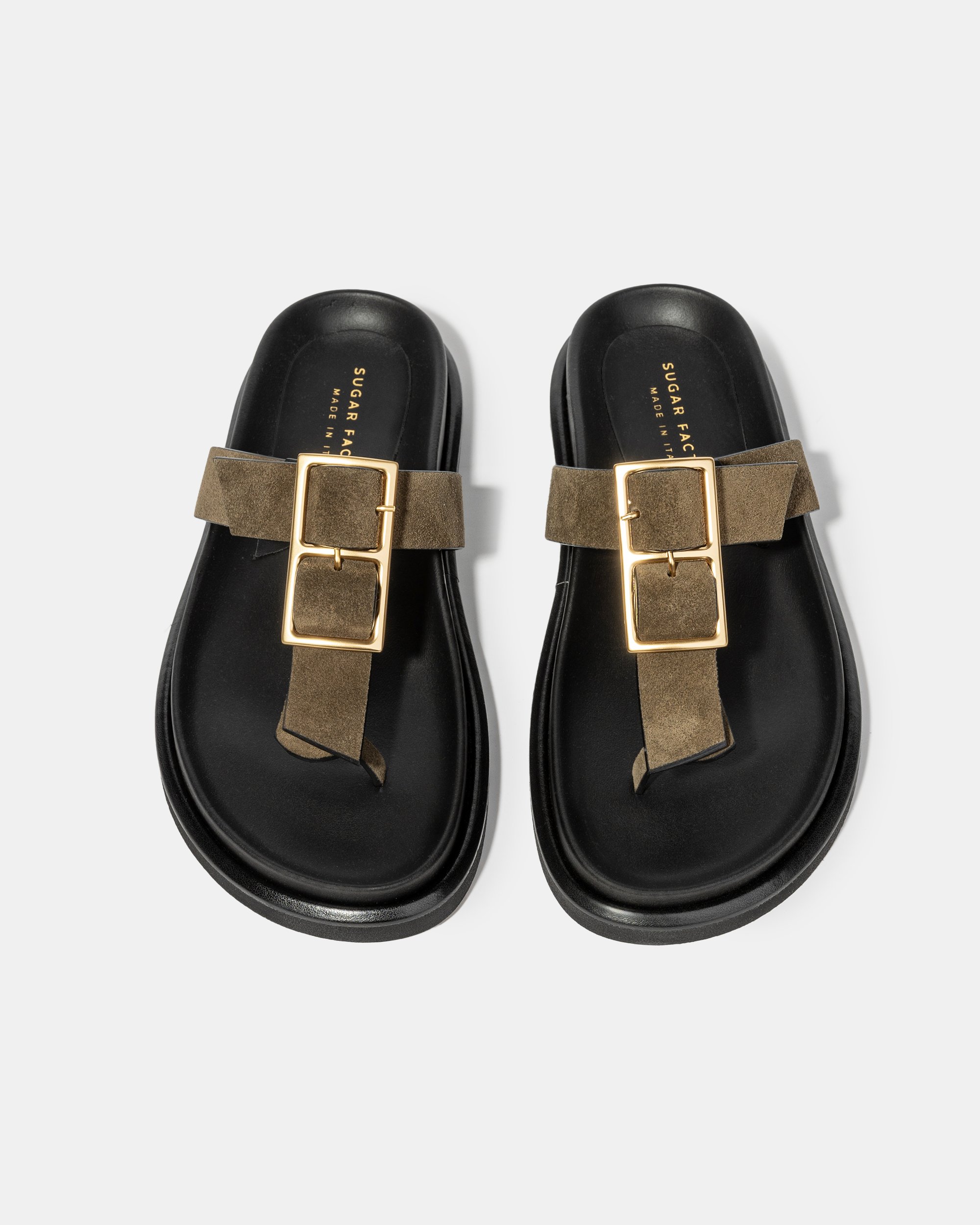 Черные кожаные шлепанцы с зеленым ремешком - Image 3 of 4